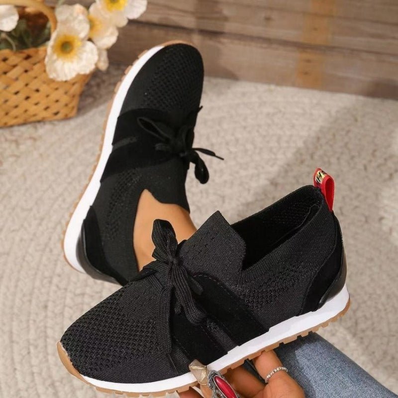 Mila - Women's Lightweight Lace - Up Trainers - Shoes - Black - Taylor & Bennett