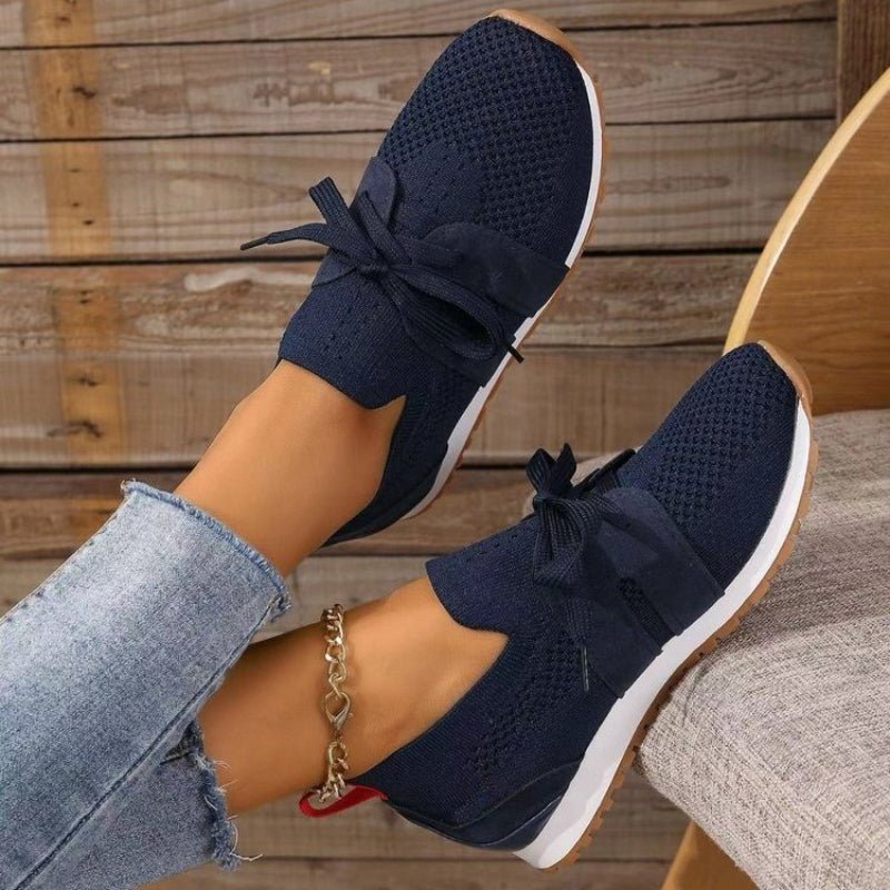 Mila - Women's Lightweight Lace - Up Trainers - Shoes - Navy Blue - Taylor & Bennett