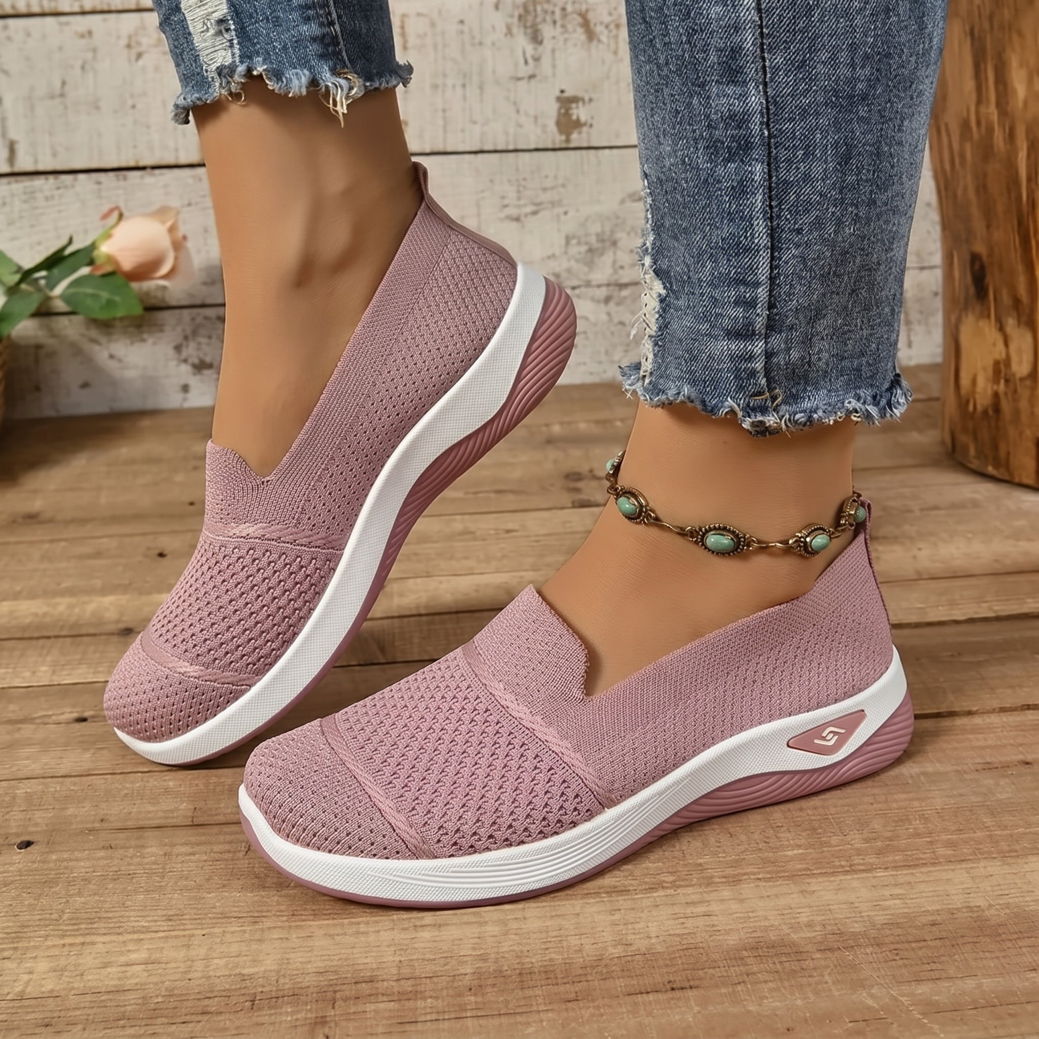 Monika - Women's Orthopaedic Cushioned Slip - On Trainers - Orthopaedic Shoes - Pink - Taylor & Bennett