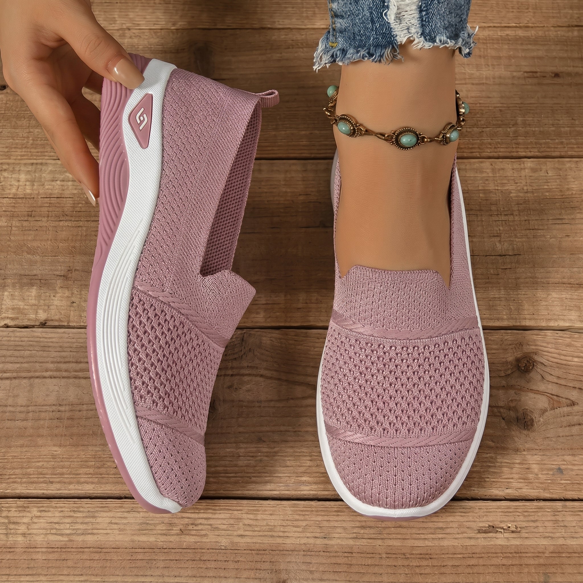 Monika - Women's Orthopaedic Cushioned Slip - On Trainers - Orthopaedic Shoes - Pink - Taylor & Bennett