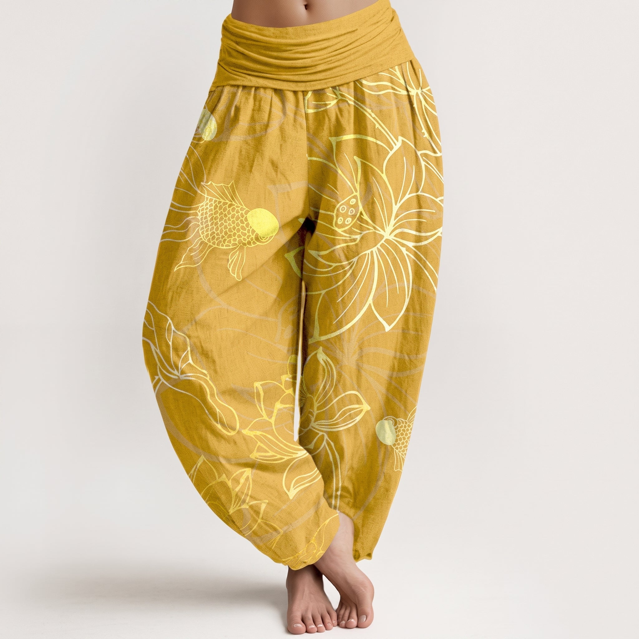 Myla - Women's Summer High-Waisted Cuffed Ankle Trousers - Pants & Trousers - Gold - Taylor & Bennett