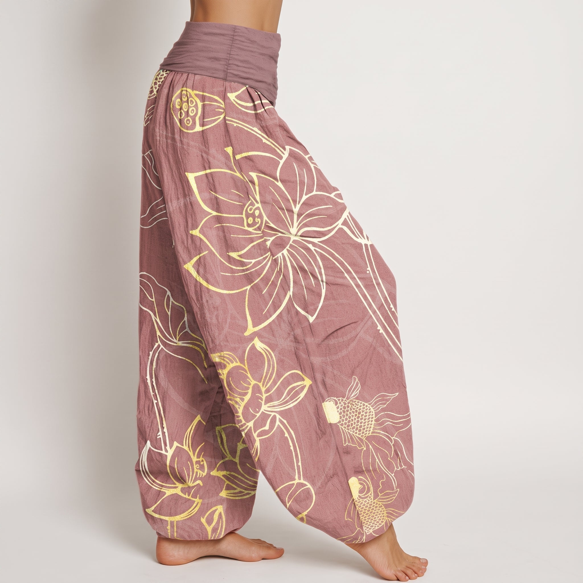 Myla - Women's Summer High-Waisted Cuffed Ankle Trousers - Pants & Trousers - Light Red - Taylor & Bennett