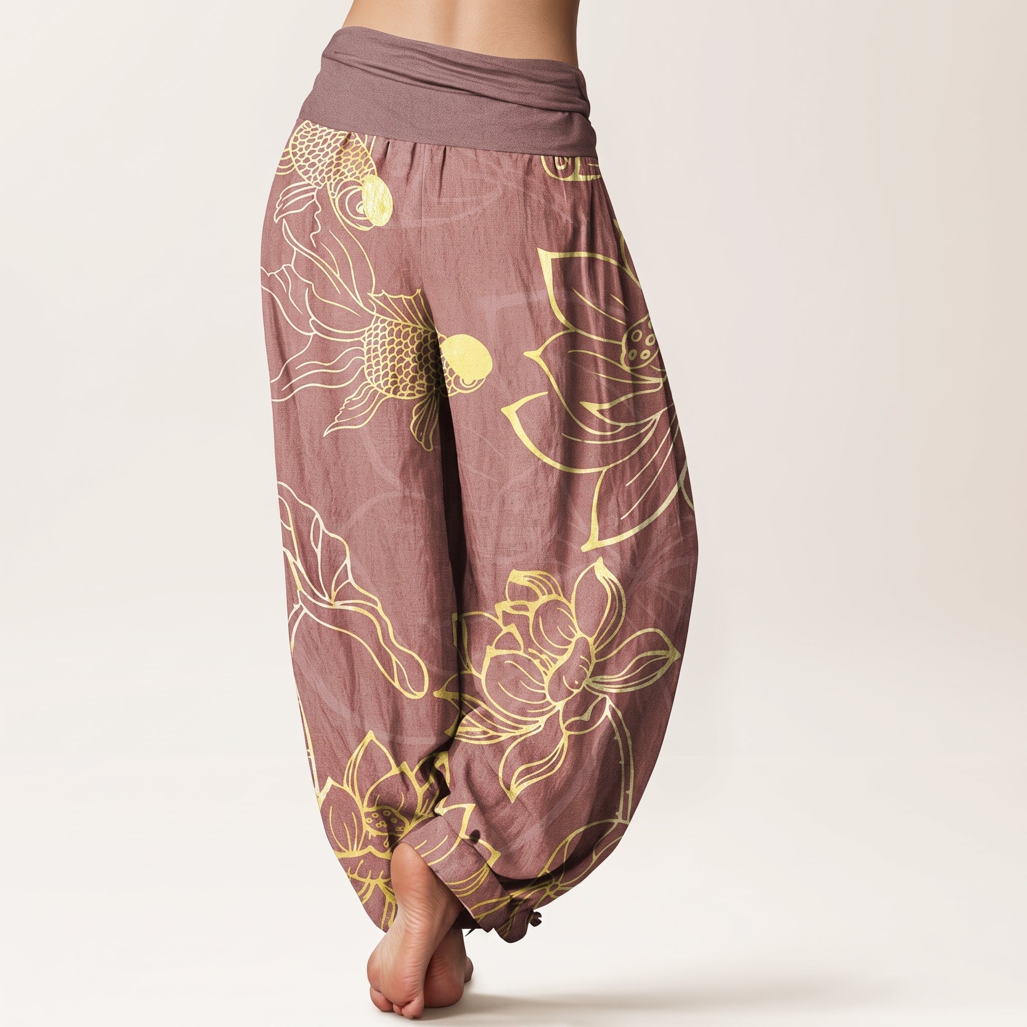 Myla - Women's Summer High-Waisted Cuffed Ankle Trousers - Pants & Trousers - Light Red - Taylor & Bennett