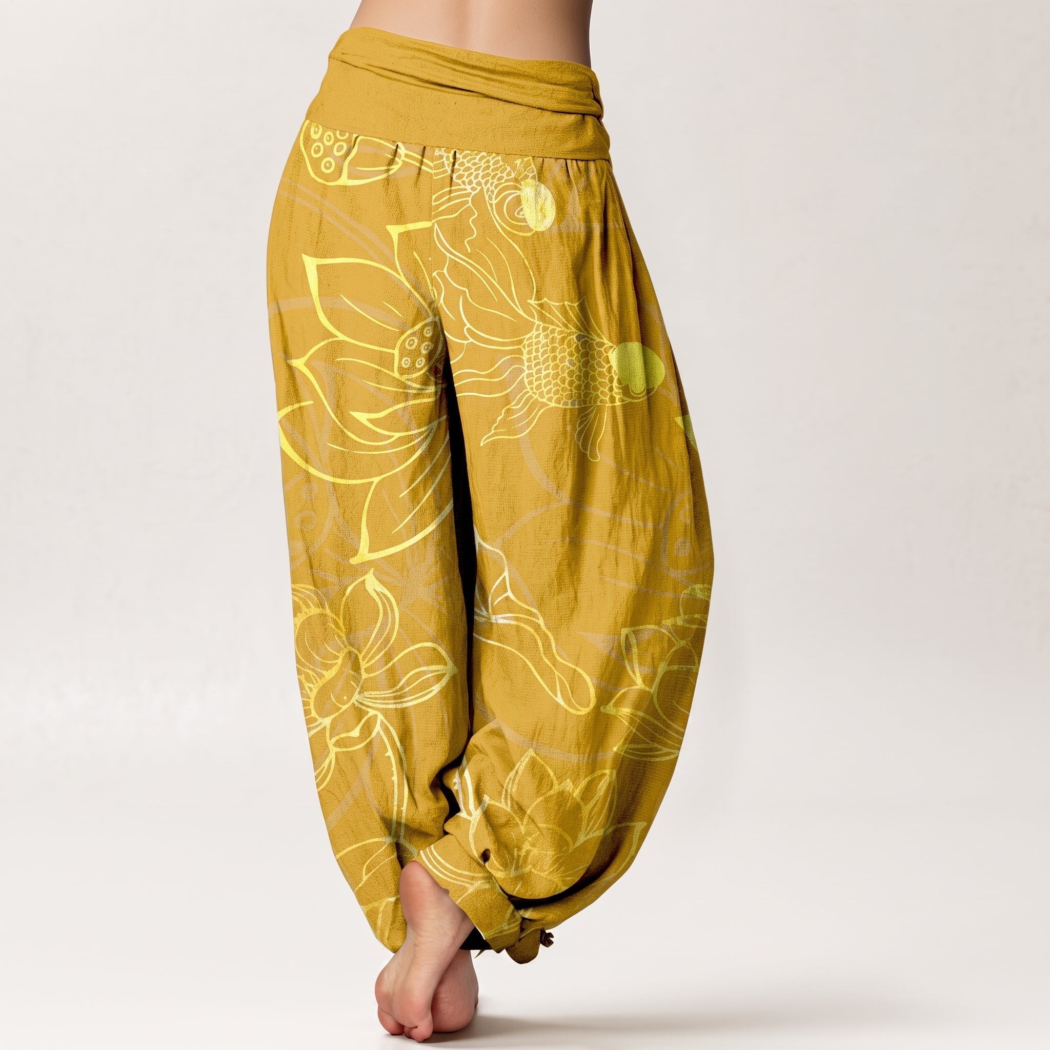 Myla - Women's Summer High-Waisted Cuffed Ankle Trousers - Pants & Trousers - Gold - Taylor & Bennett
