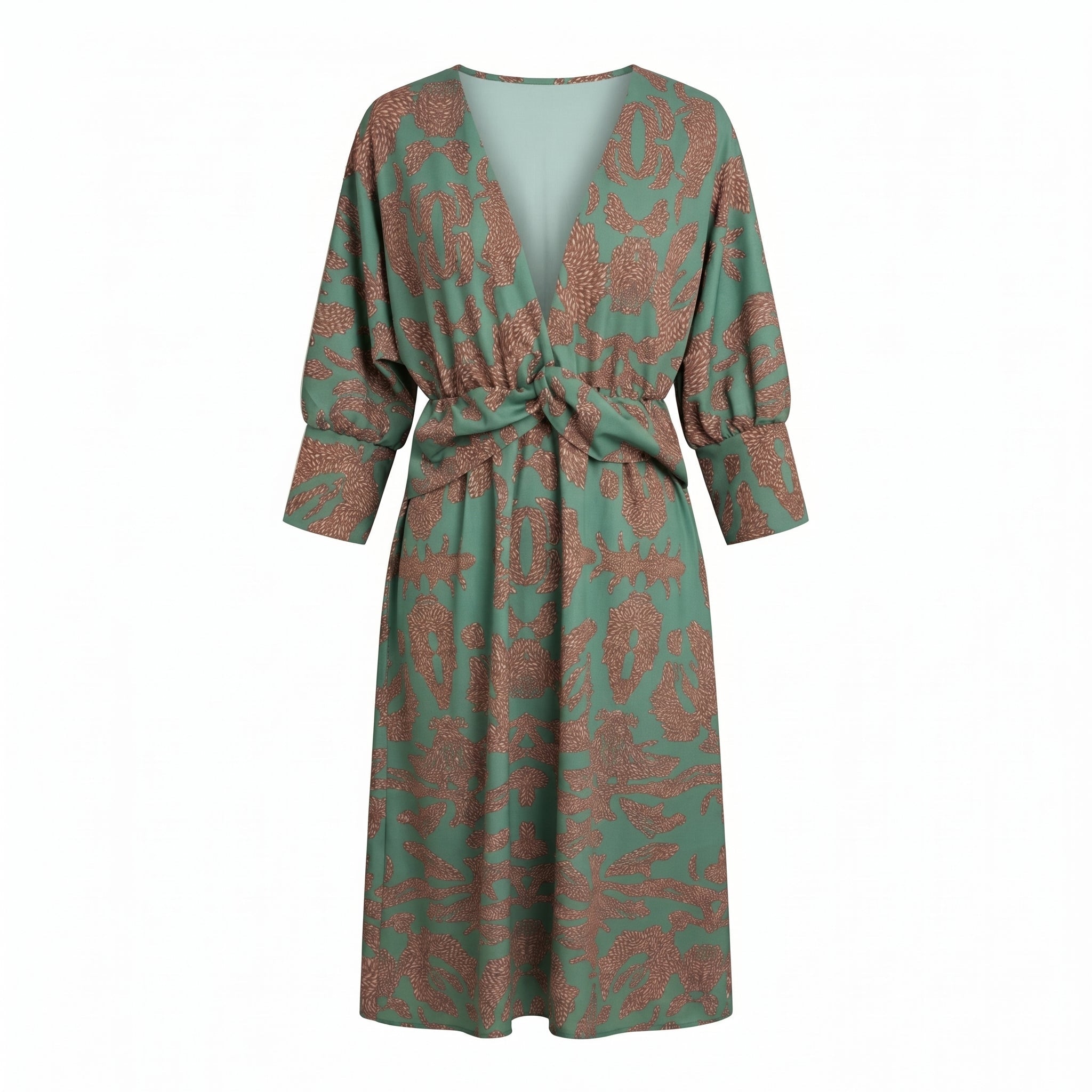 Myrtle – Women's Evening Wrap Summer Midi Dress - Midi Dress - Green - Taylor & Bennett
