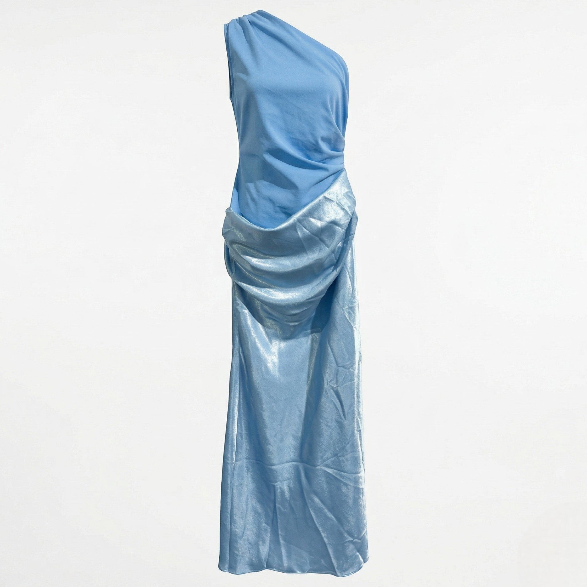 Naomi - Women's One Shoulder Ruched Maxi Dress - Maxi Dresses - Blue - Taylor & Bennett