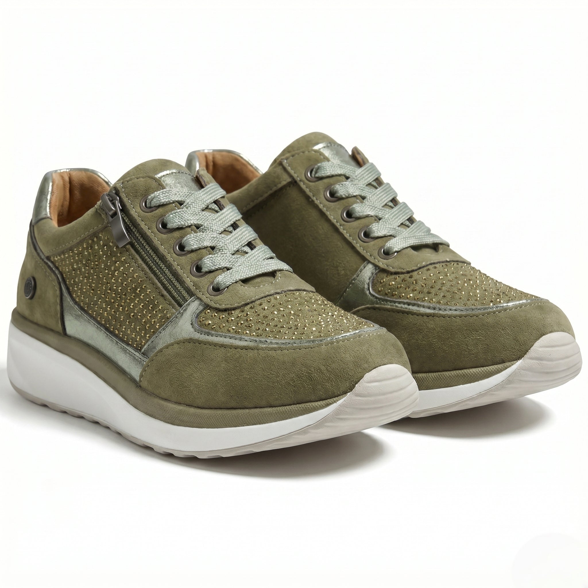 Naomi - Women's Orthopaedic Low - Top Walking Shoes - Orthopaedic Shoes - Green - Taylor & Bennett