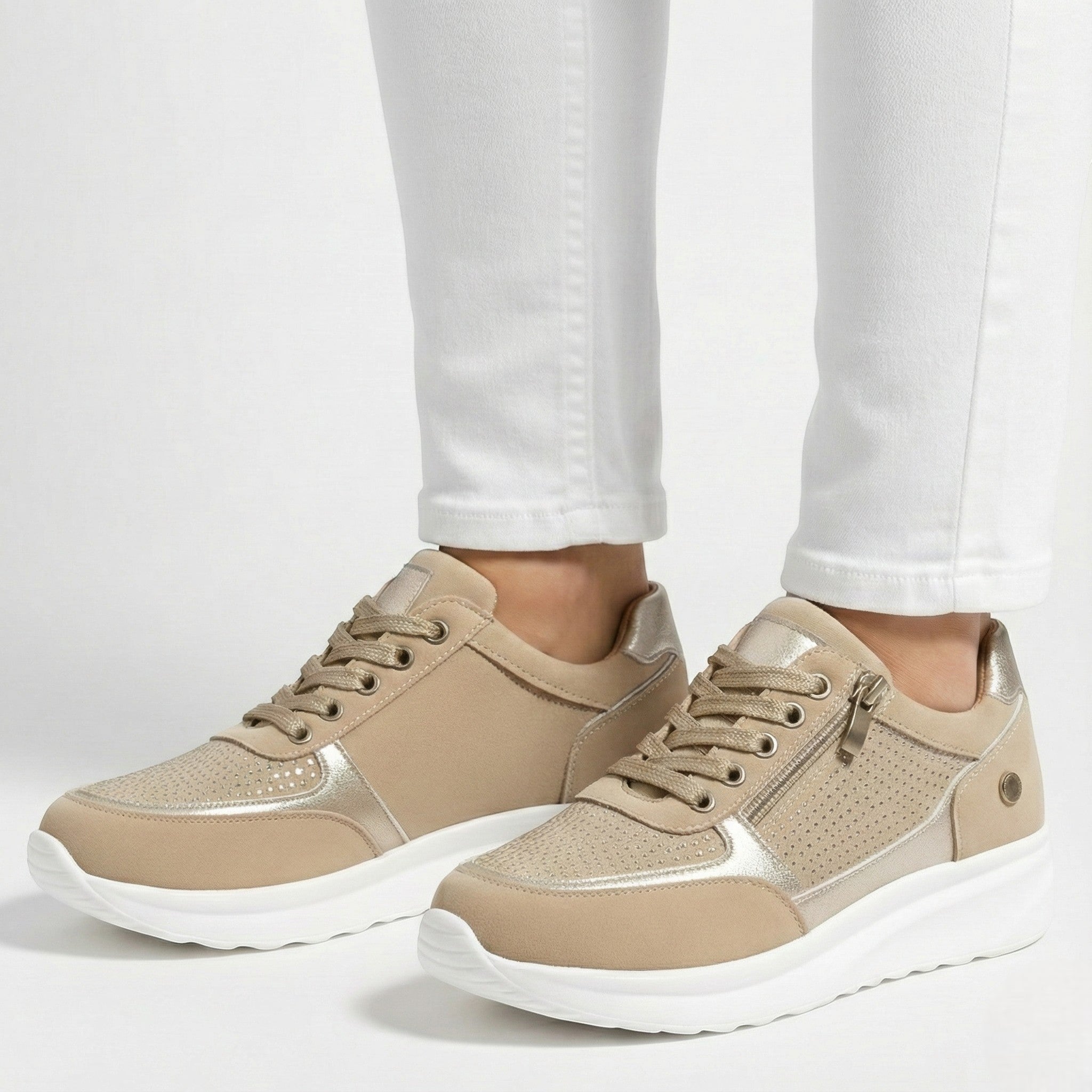 Naomi - Women's Orthopaedic Low - Top Walking Shoes - Orthopedic Shoes - Apricot - Taylor & Bennett