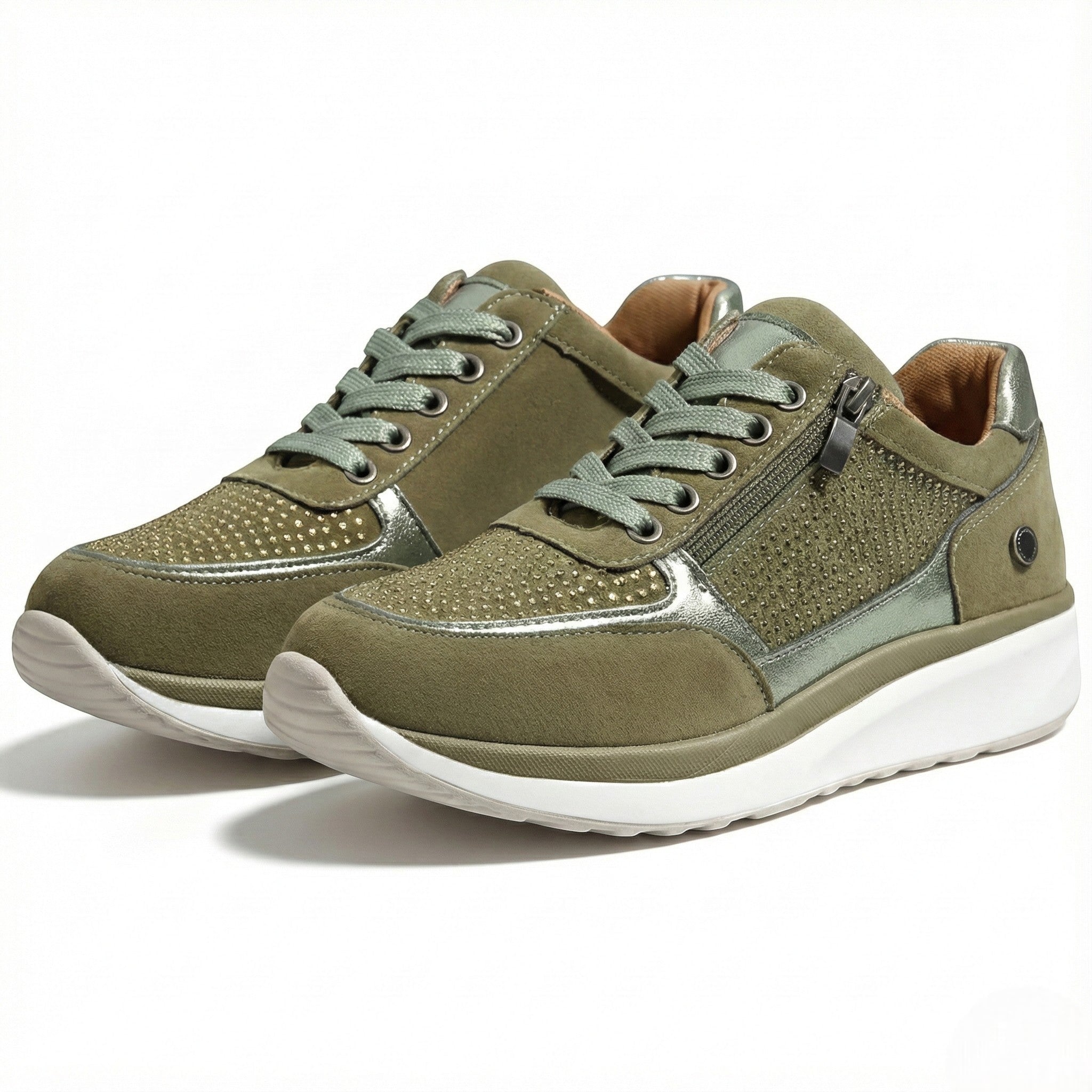 Naomi - Women's Orthopaedic Low - Top Walking Shoes - Orthopedic Shoes - Green - Taylor & Bennett