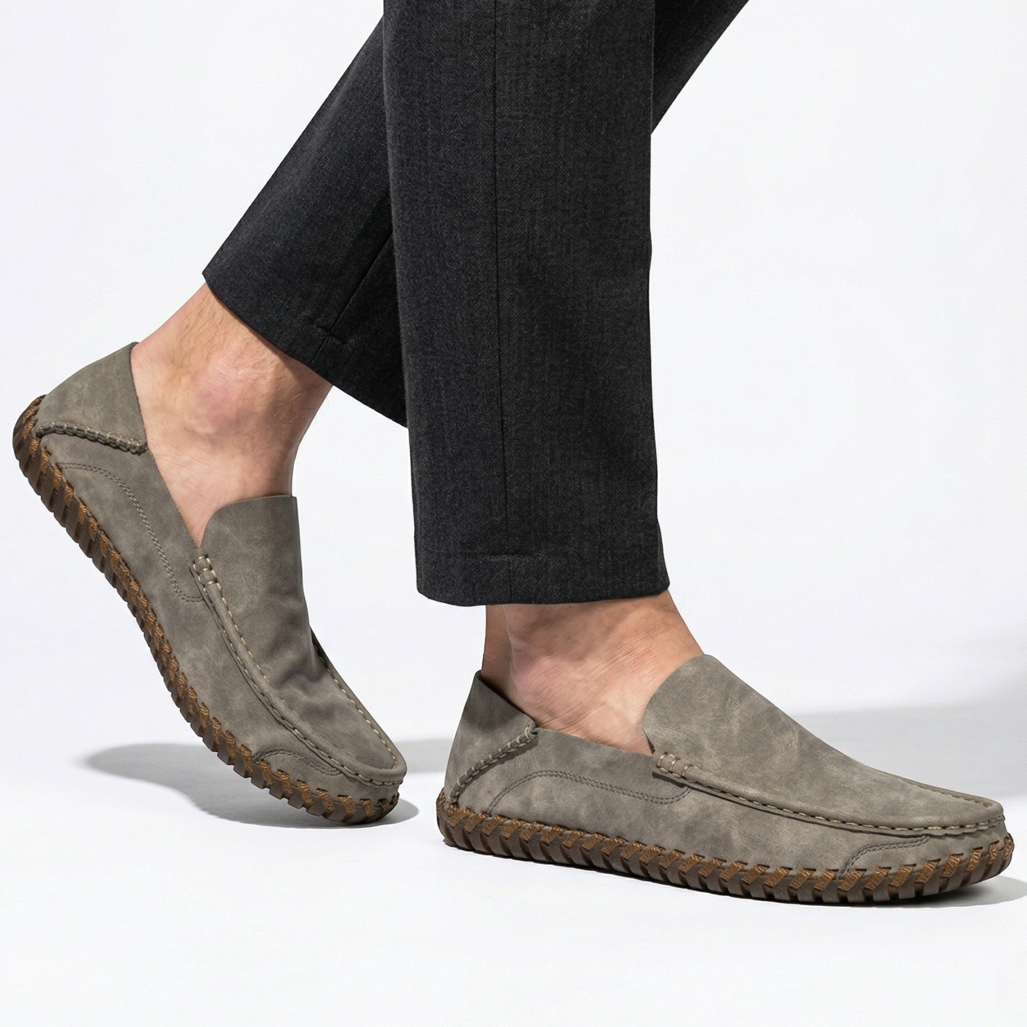 Nathan - Men's Slip - On Loafers - Loafers - Beige - Taylor & Bennett