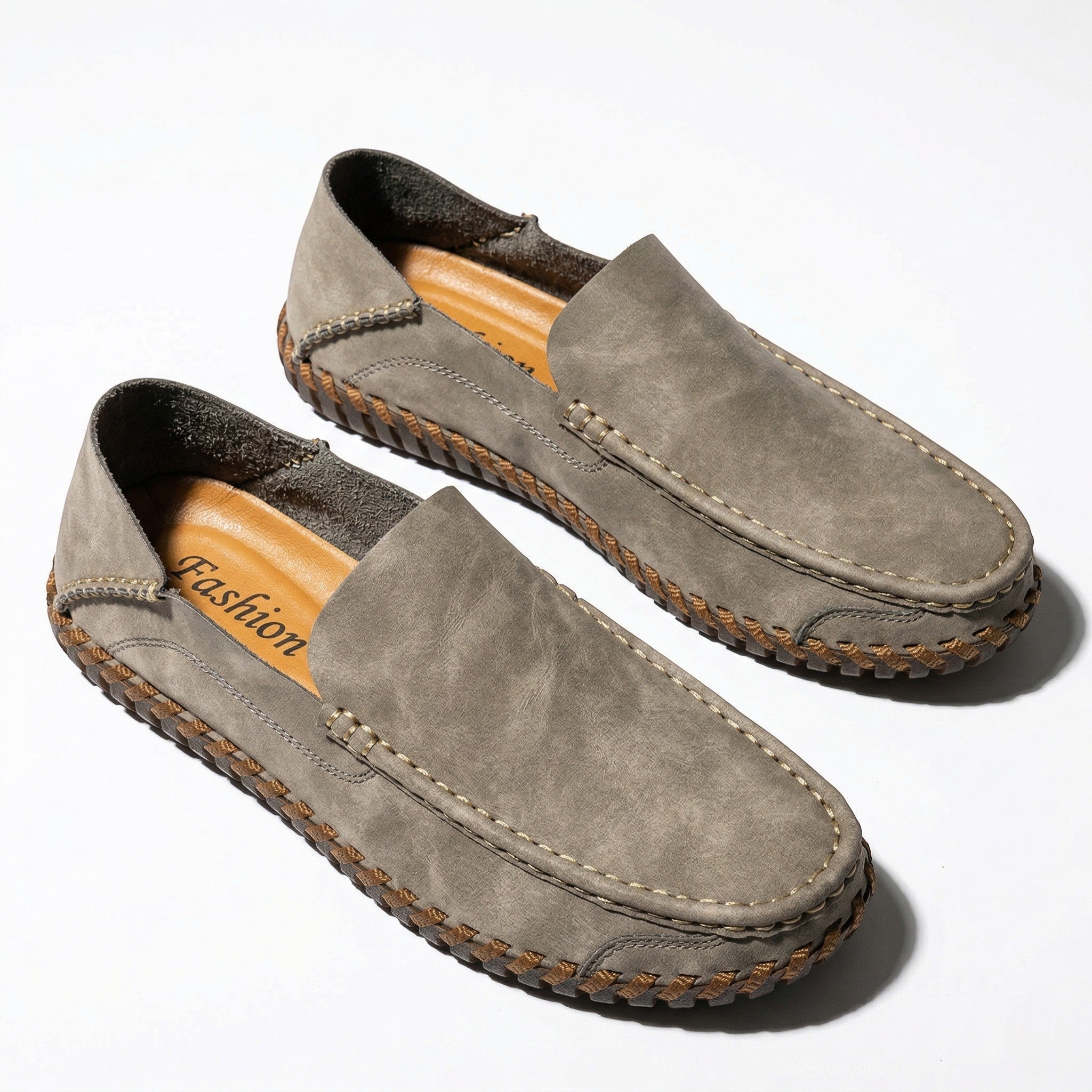 Nathan - Men's Slip - On Loafers - Loafers - Beige - Taylor & Bennett