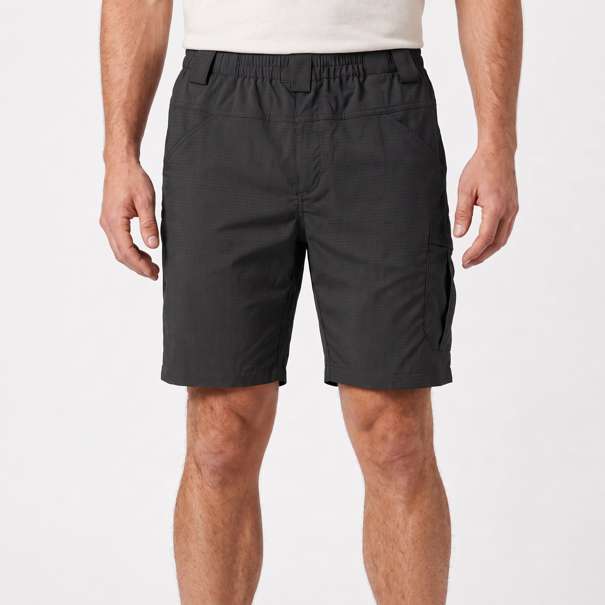 Nathan - Men's Summer Cargo Elastic Waist Shorts - Cargo Shorts - Dark grey - Taylor & Bennett