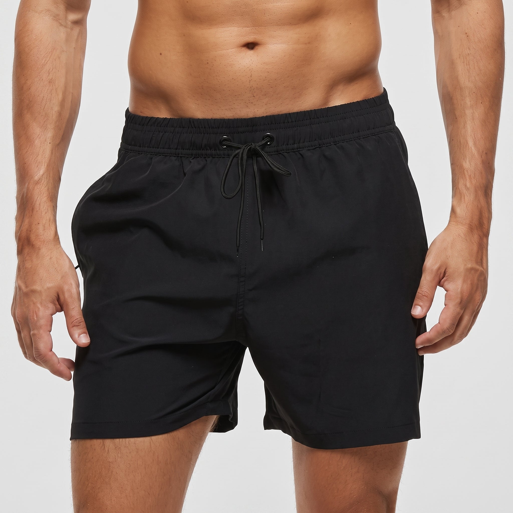 Nathan - Men's Summer Elastic Waist Relaxed Shorts - Shorts - Black - Taylor & Bennett