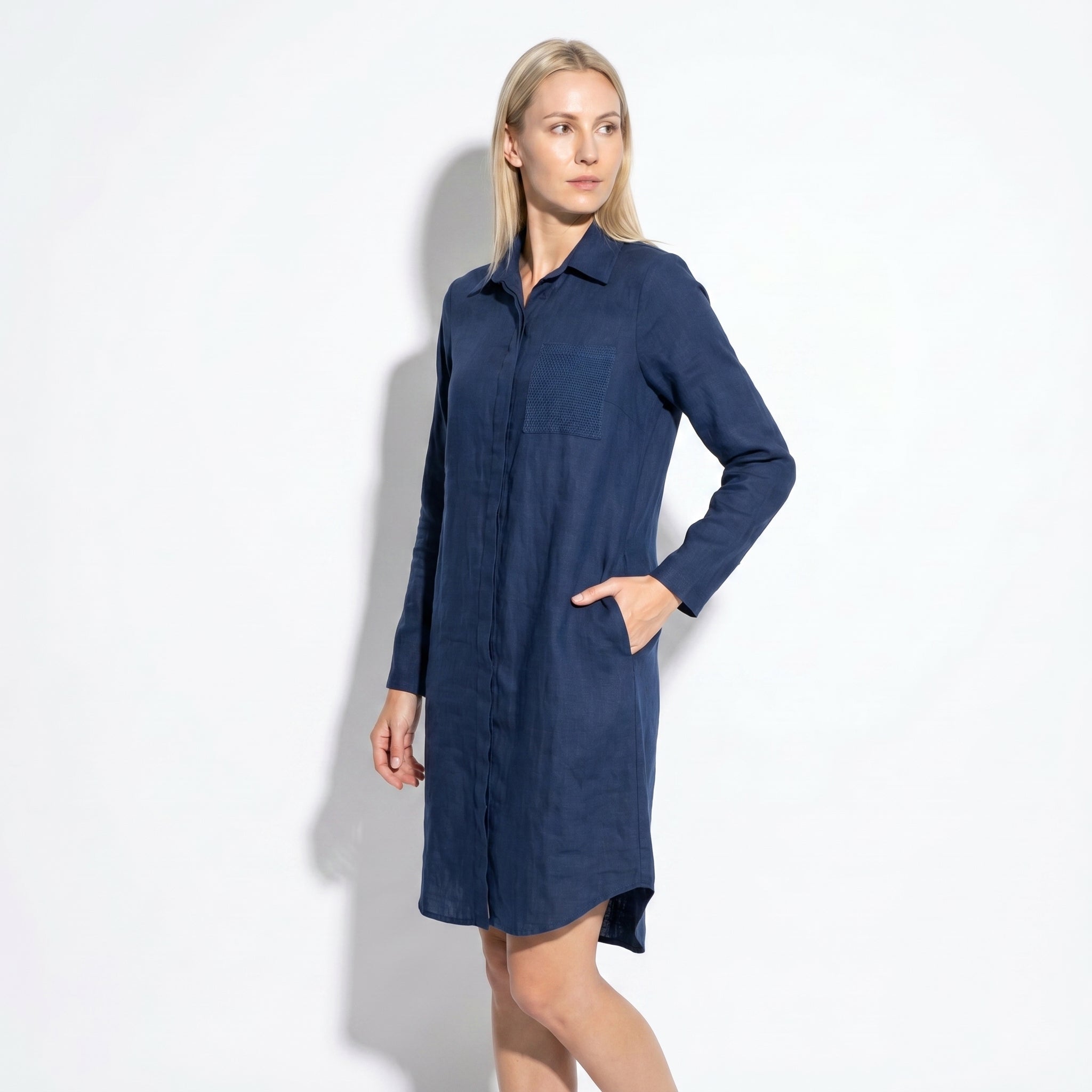 Nicole - Women's Summer Formal Midi Dress - Dress - Navy Blue - Taylor & Bennett