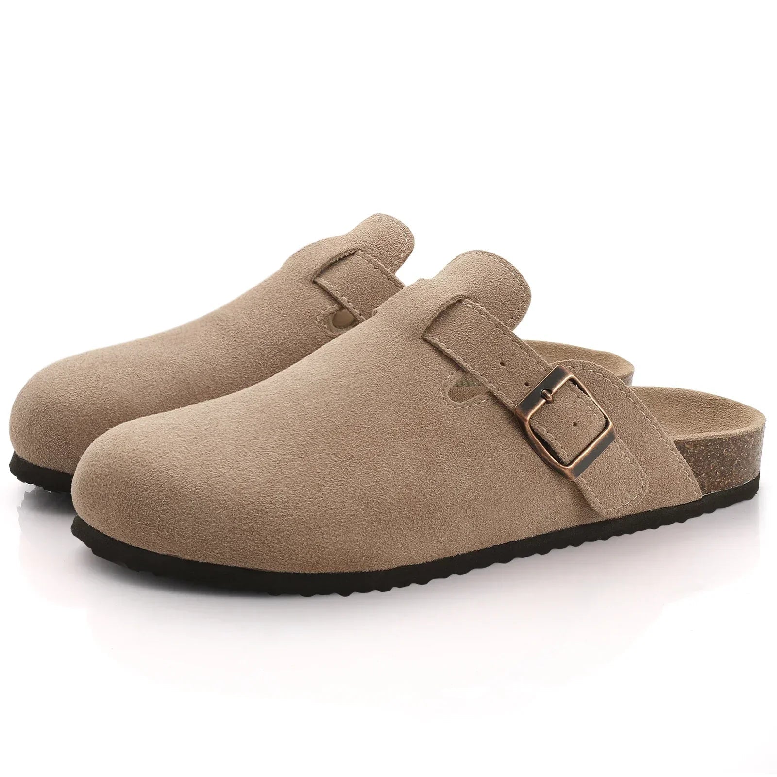Nora - Women's Clogs with Buckle Strap - Sandals - Beige - Taylor & Bennett