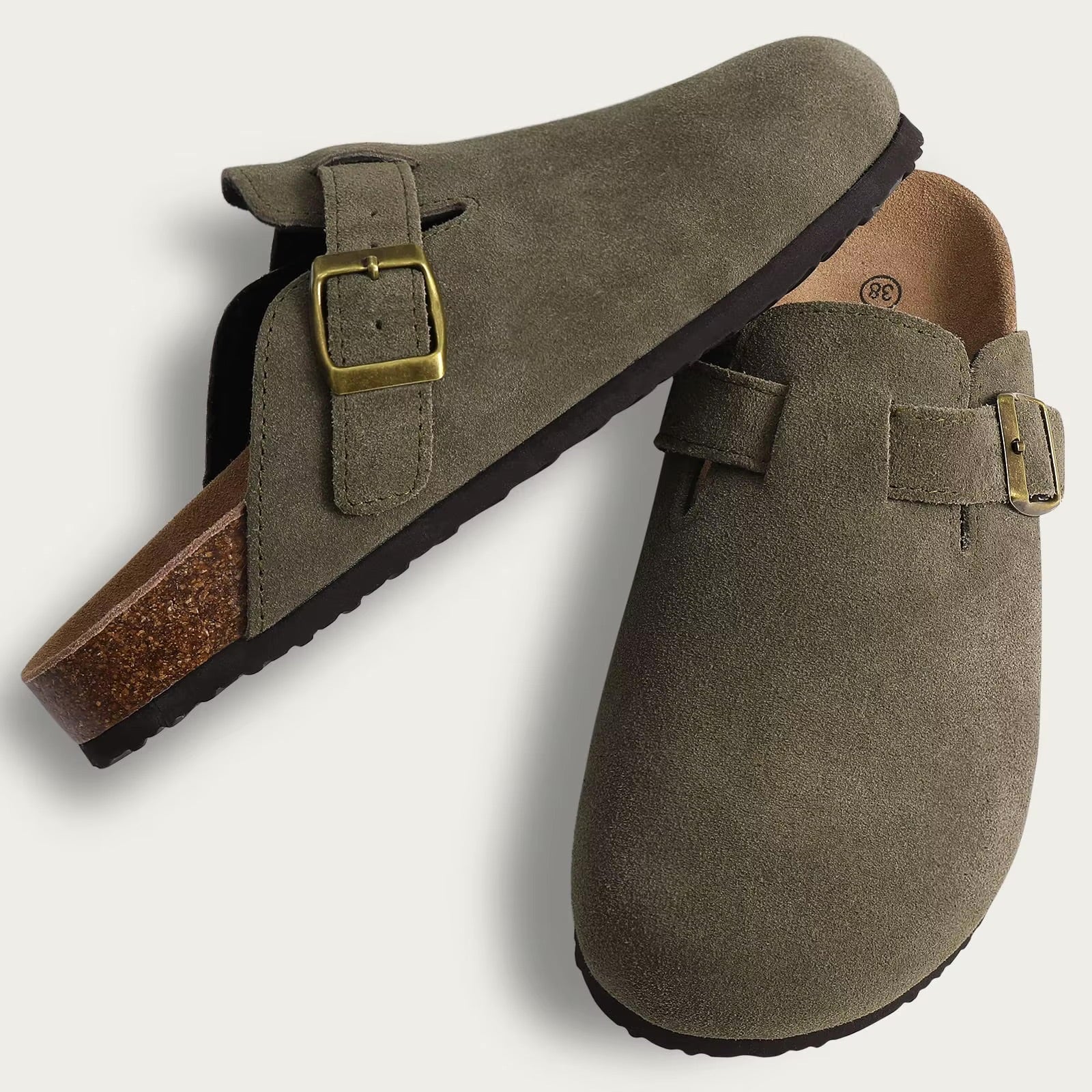 Nora - Women's Clogs with Buckle Strap - Sandals - Green - Taylor & Bennett