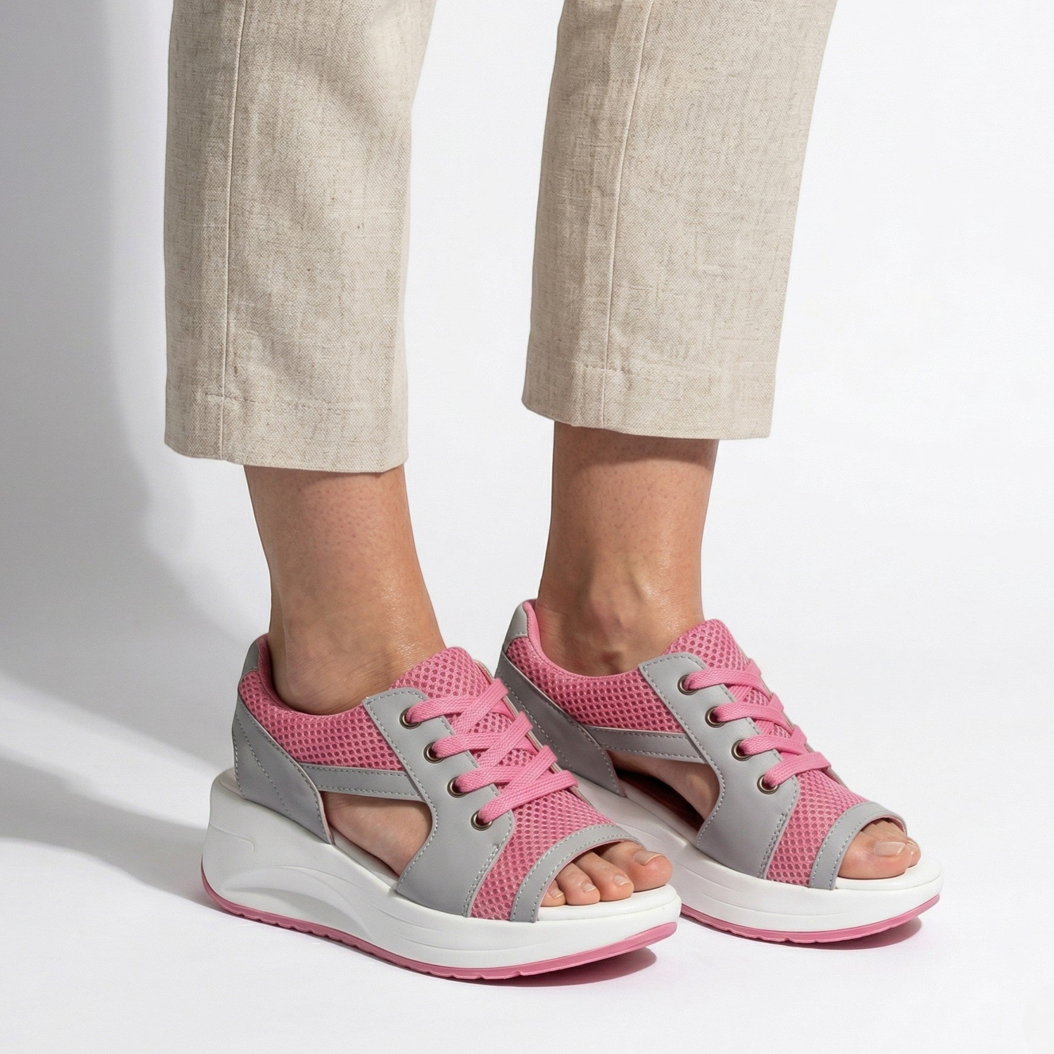 Nyla - Women's Open Toe Platform Sandals - Sandal - Pink - Taylor & Bennett