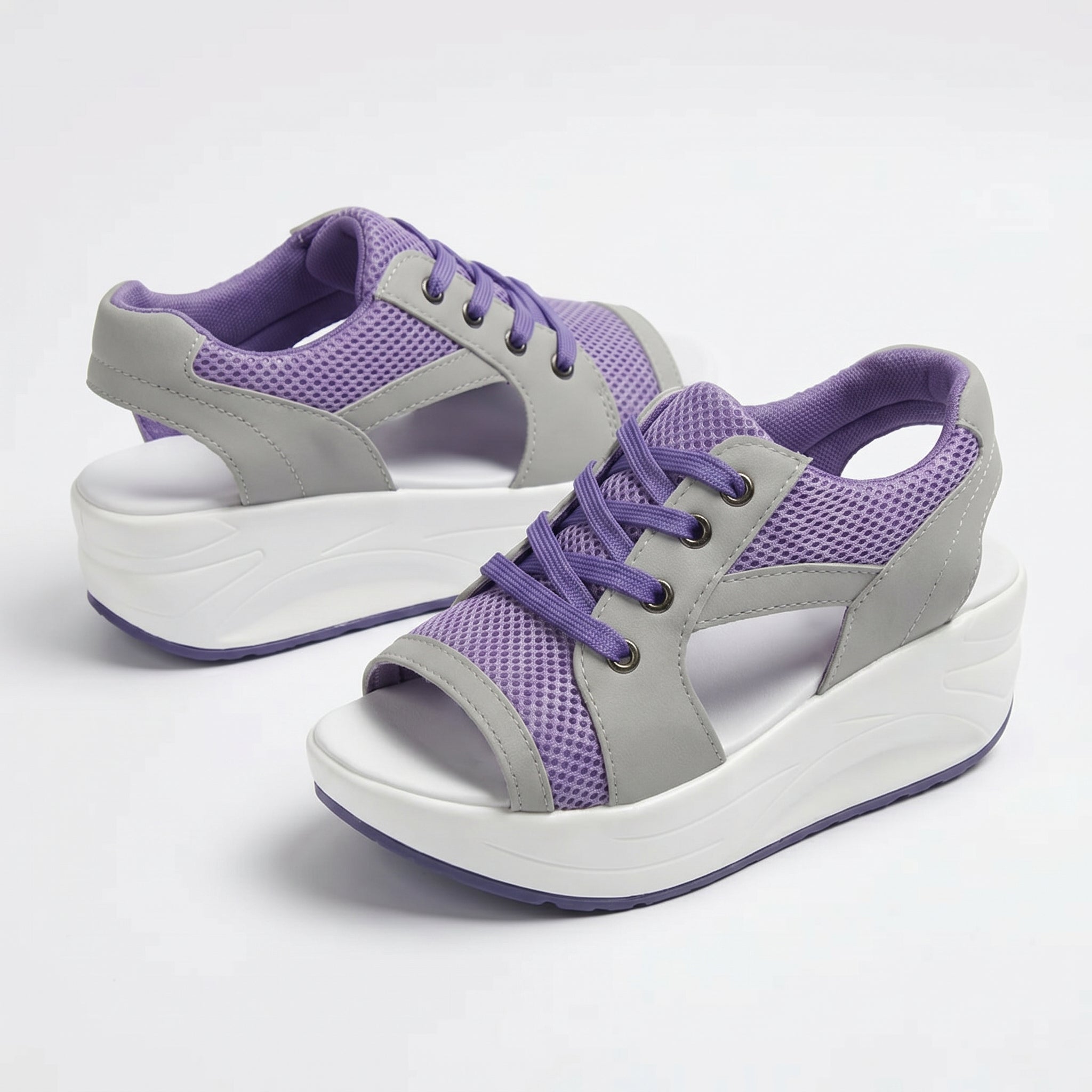 Nyla - Women's Open Toe Platform Sandals - Sandal - Purple - Taylor & Bennett