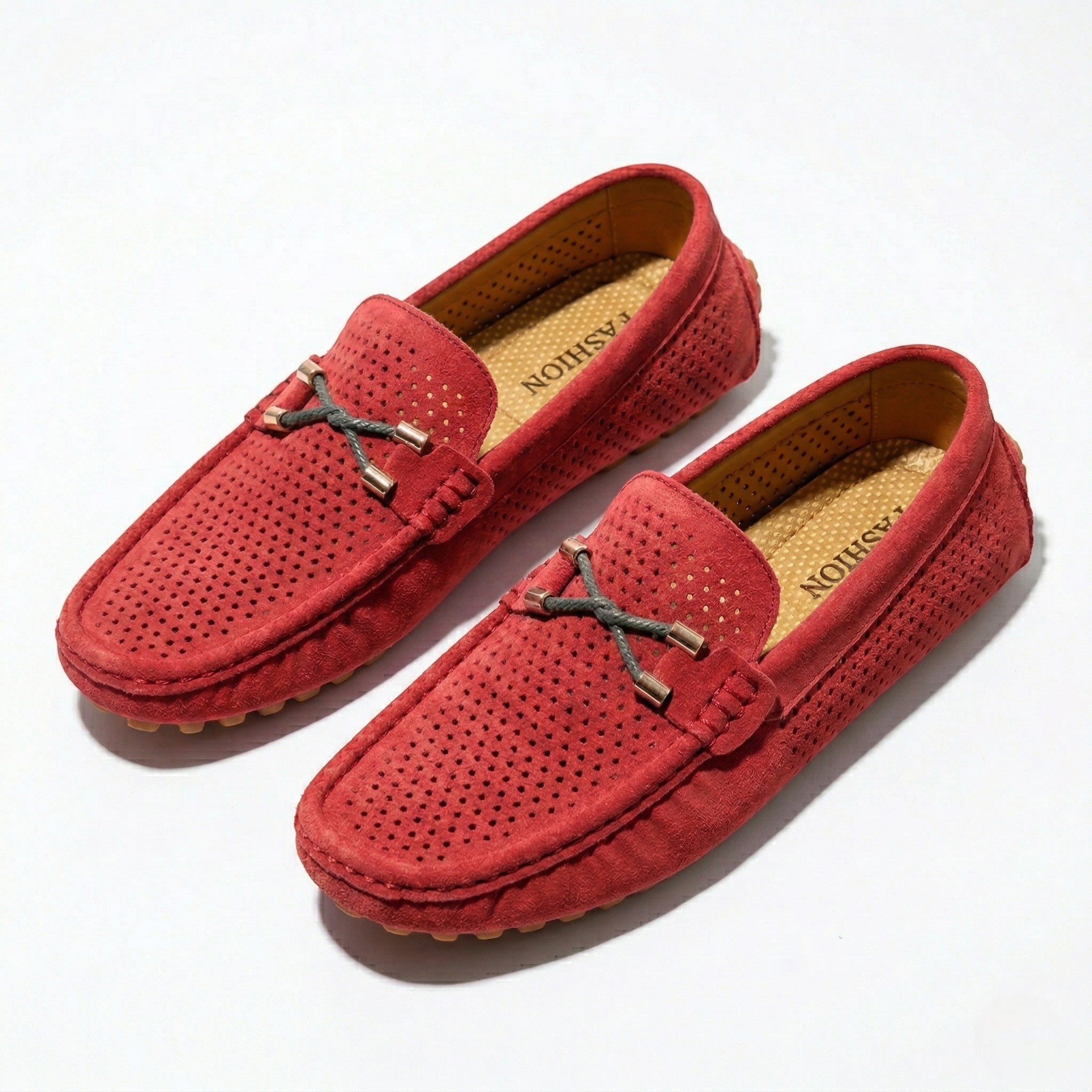 Oliver - Men's Breathable Slip - On Loafer Shoes - Loafers - Red - Taylor & Bennett