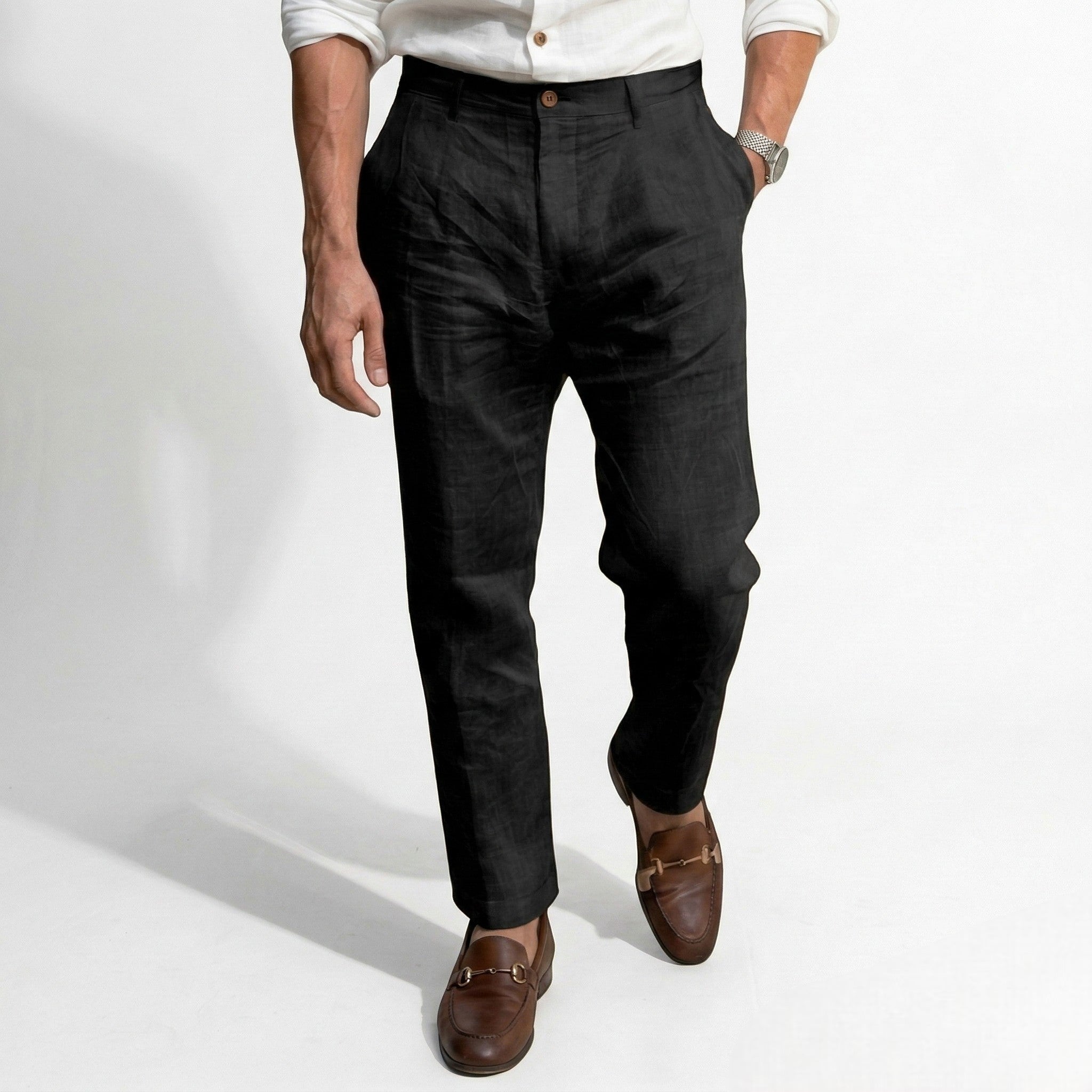 Oliver - Men's Lightweight Fit Trousers - Trouser - Black - Taylor & Bennett