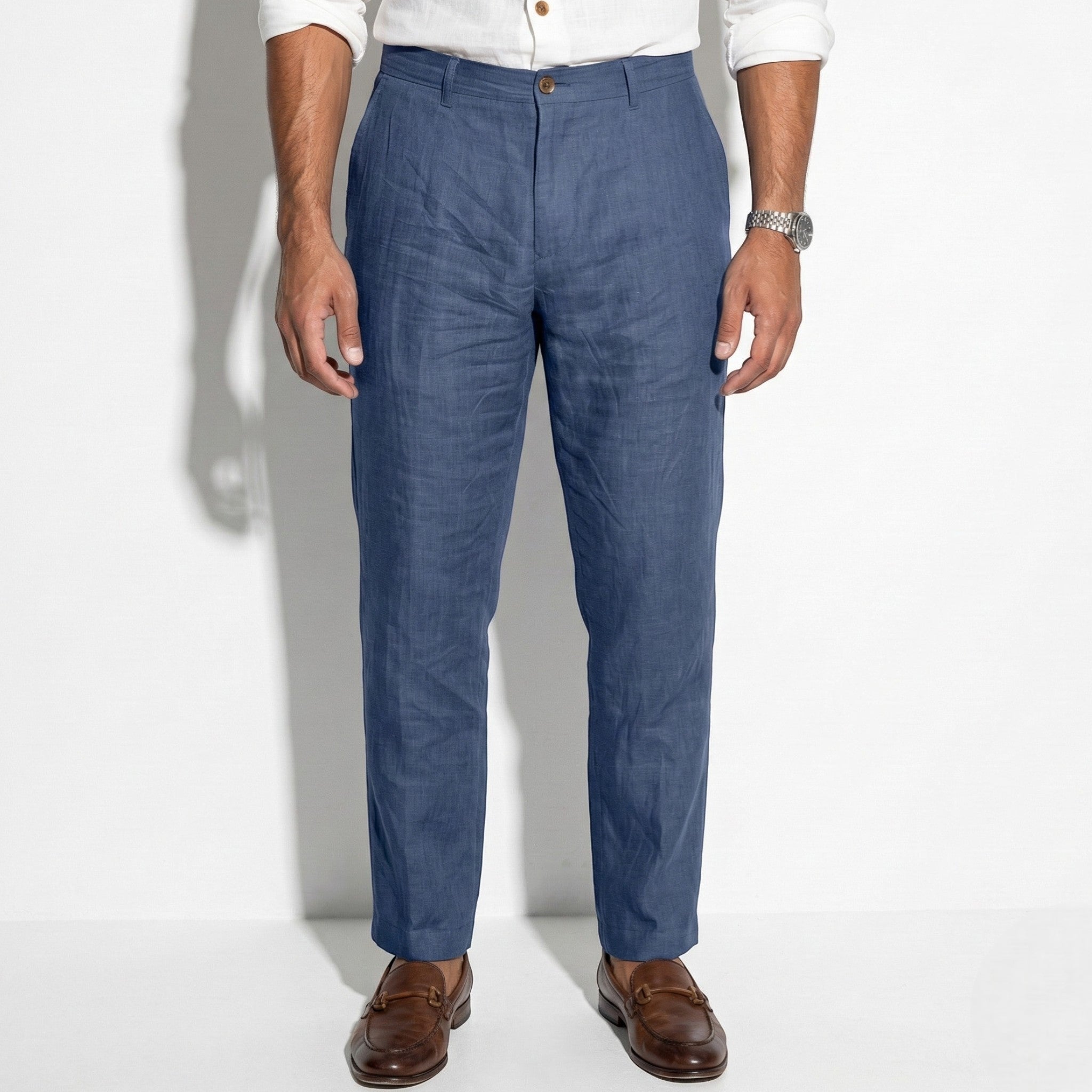 Oliver - Men's Lightweight Fit Trousers - Trouser - Blue - Taylor & Bennett
