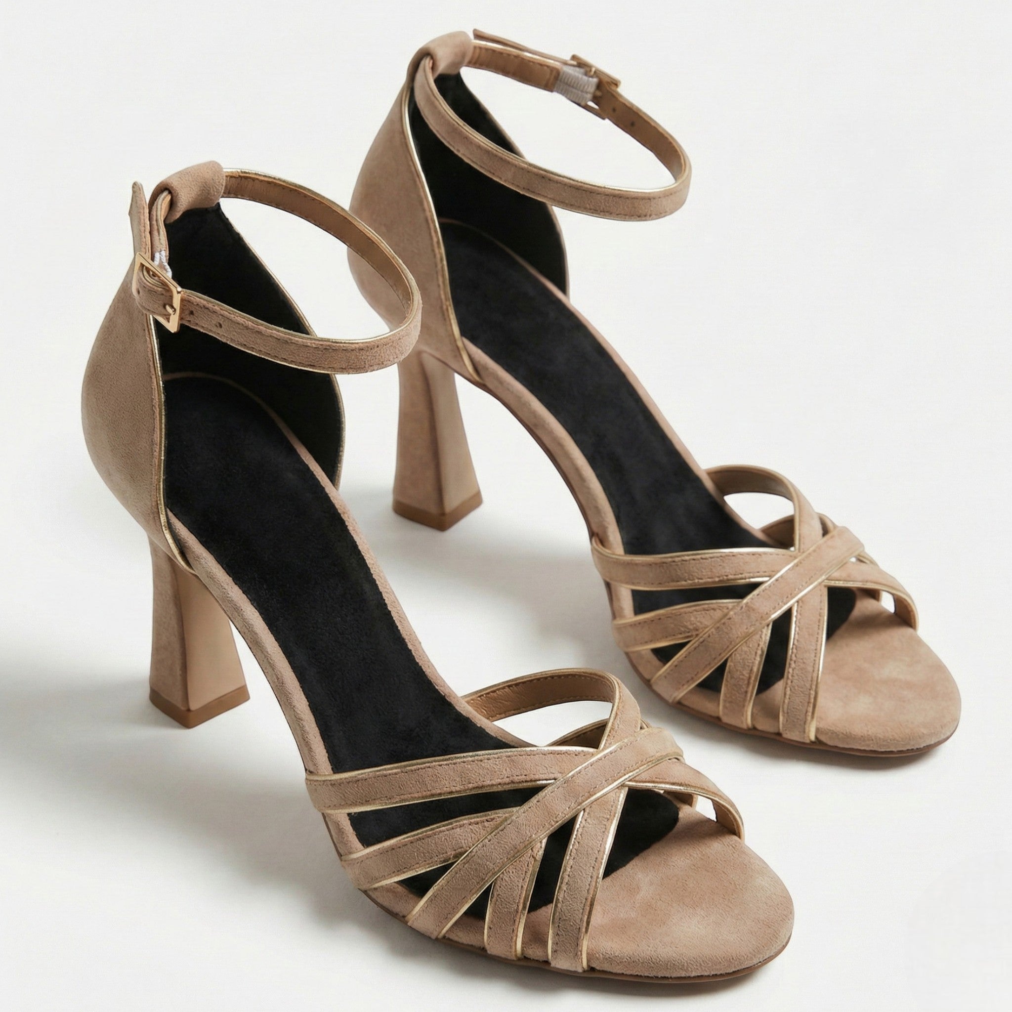 Olivia - Women's Breathable Heel Open Toe Sandals - Sandal - Beige - Taylor & Bennett
