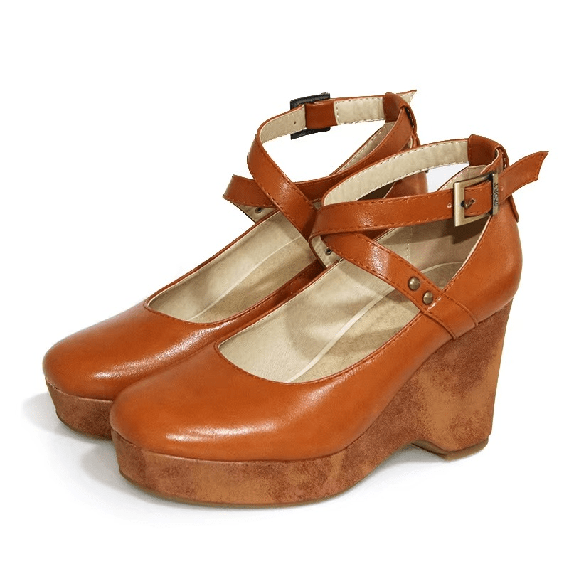 Olivia - Women's Chunky Mary Jane Heels - Sandal - Orange - Taylor & Bennett