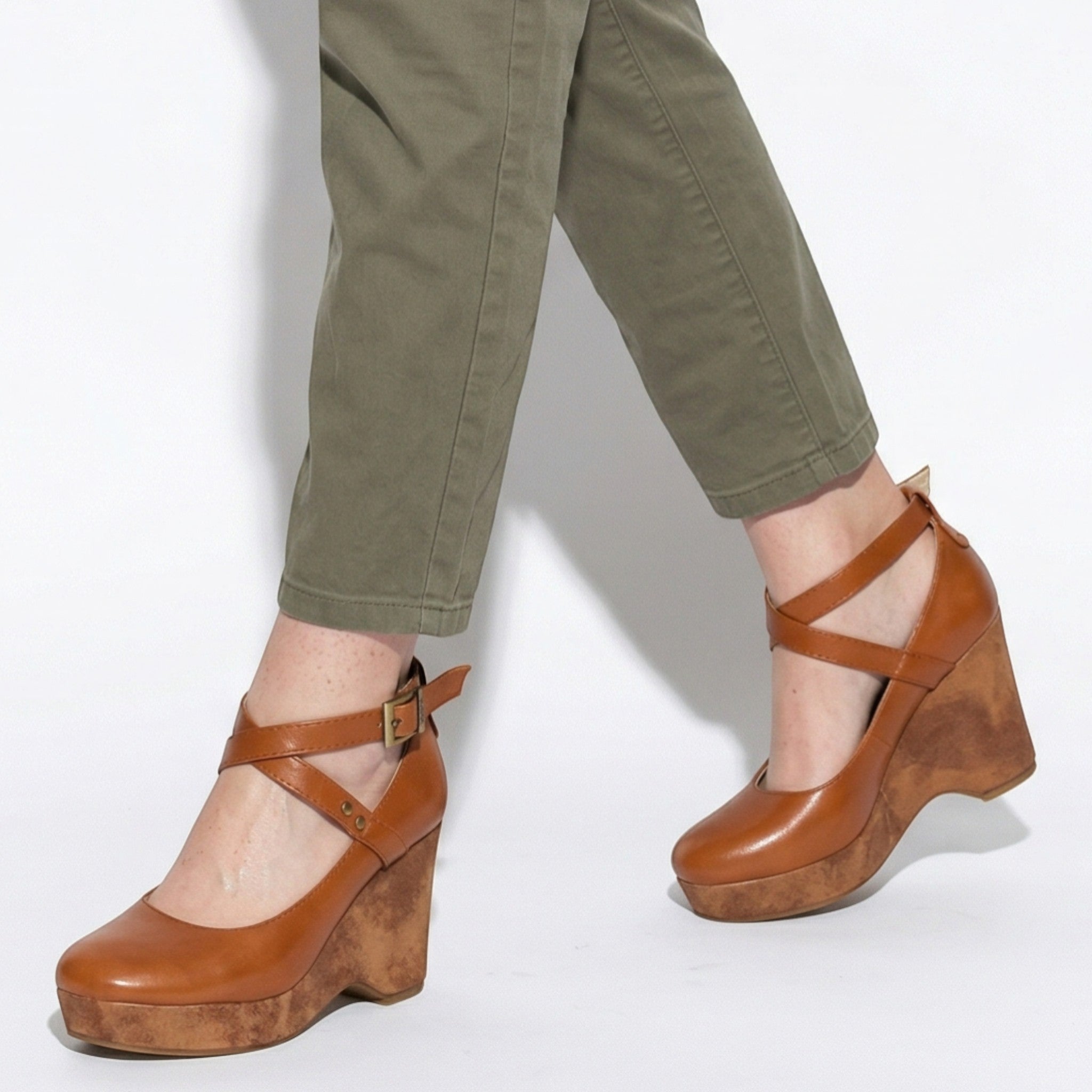 Olivia - Women's Chunky Mary Jane Heels - Sandal - Orange - Taylor & Bennett