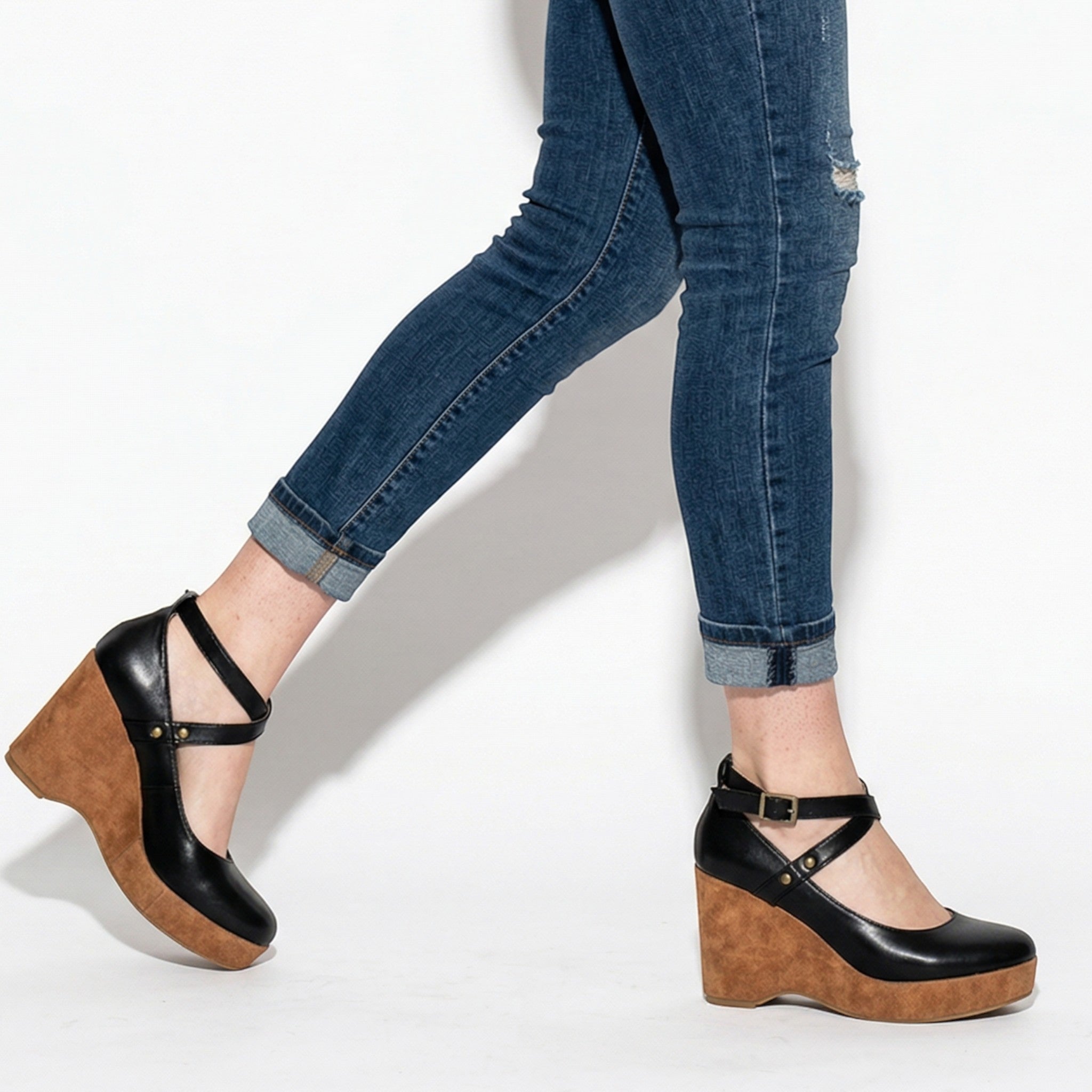Olivia - Women's Chunky Mary Jane Heels - Sandal - Black - Taylor & Bennett