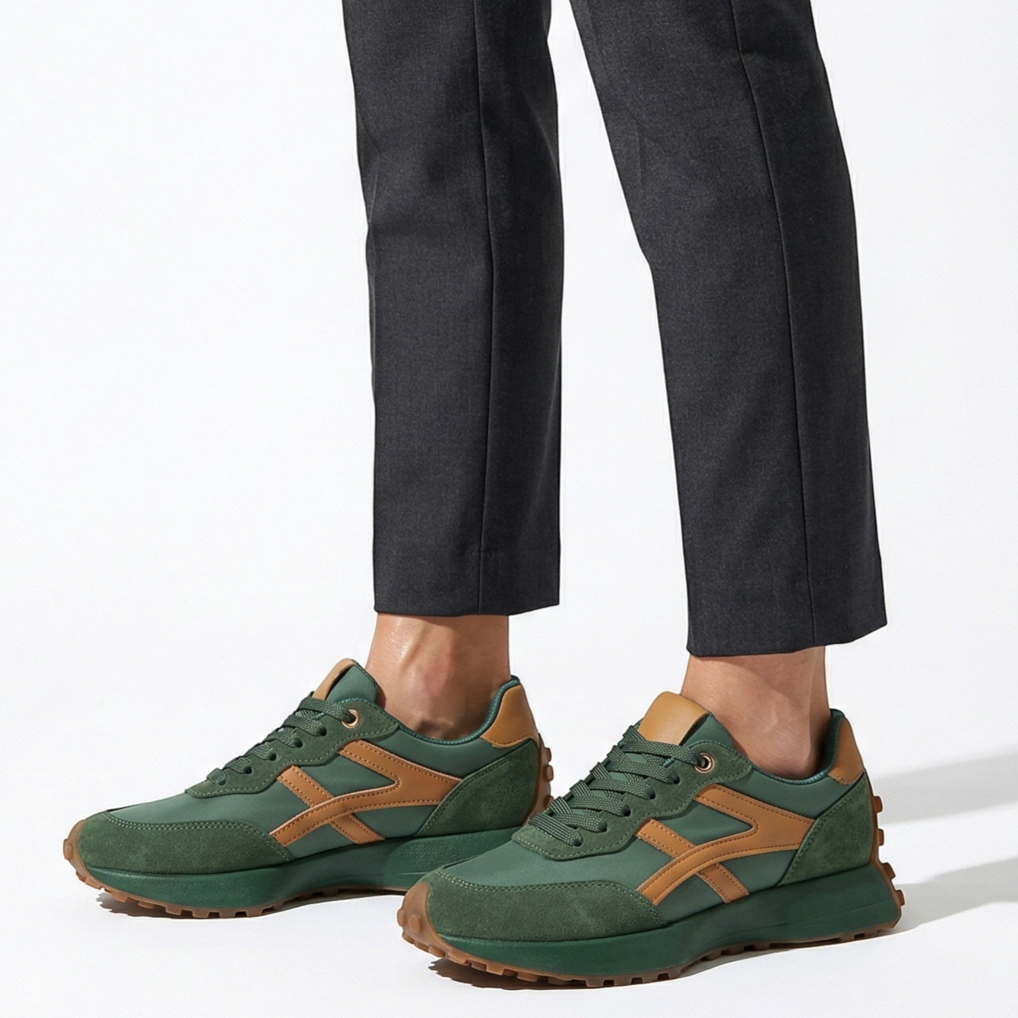 Olivia - Women's Chunky Sole Trainers - Trainers - Green - Taylor & Bennett