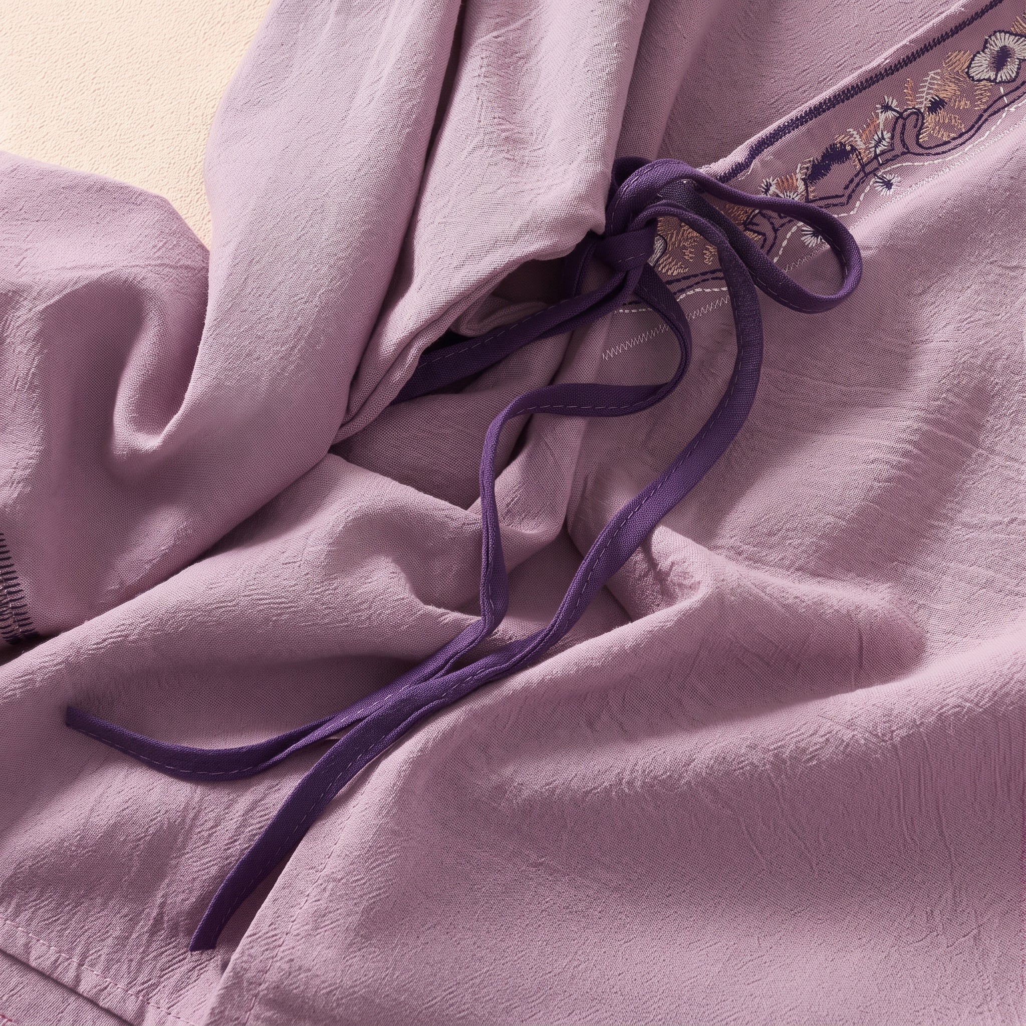 Olivia - Women's Summer Long Sleeve Embroidered Trim Blouse - Blouse - Purple - Taylor & Bennett