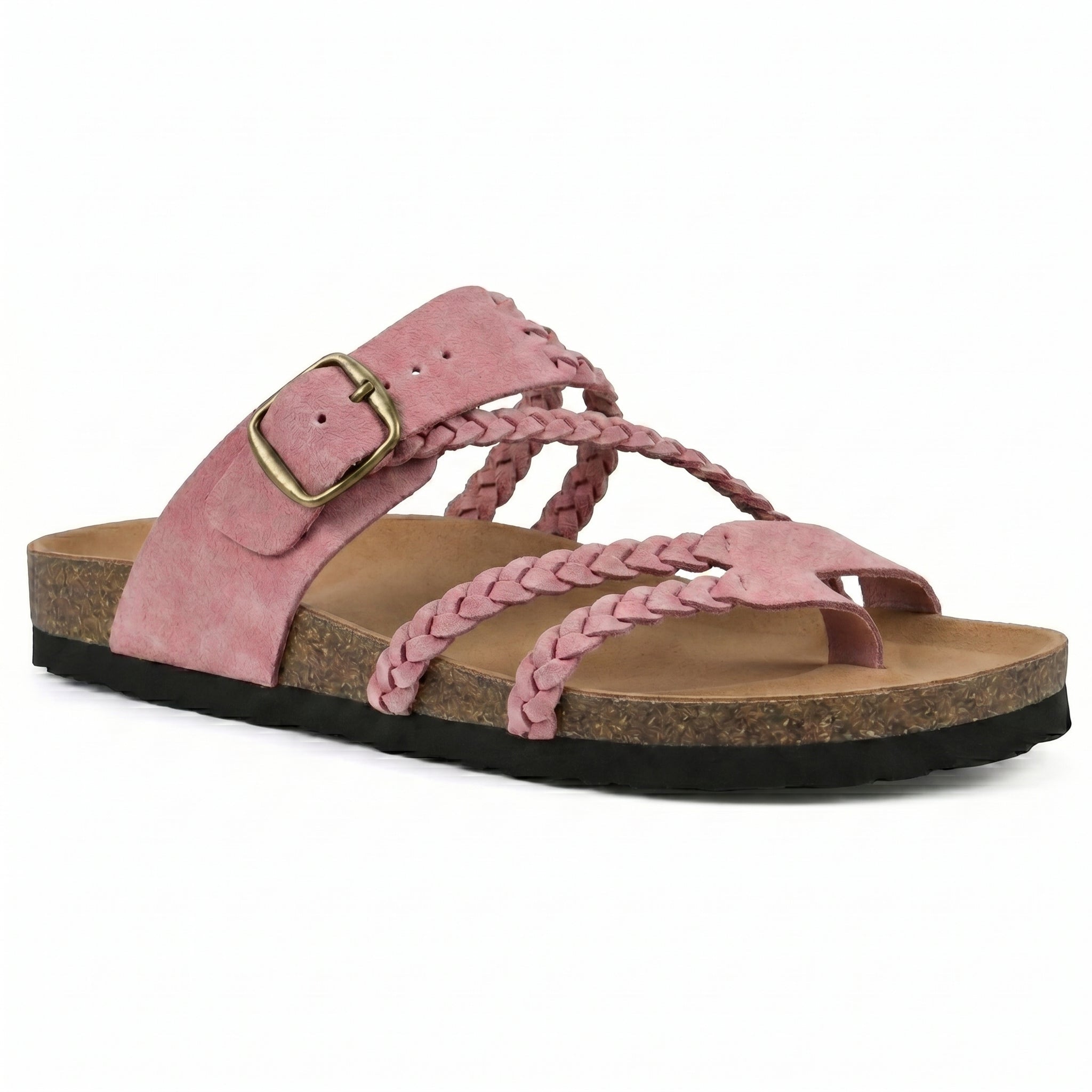 Paula - Women's Summer Braided Flat Sandals - Sandal - Pink - Taylor & Bennett