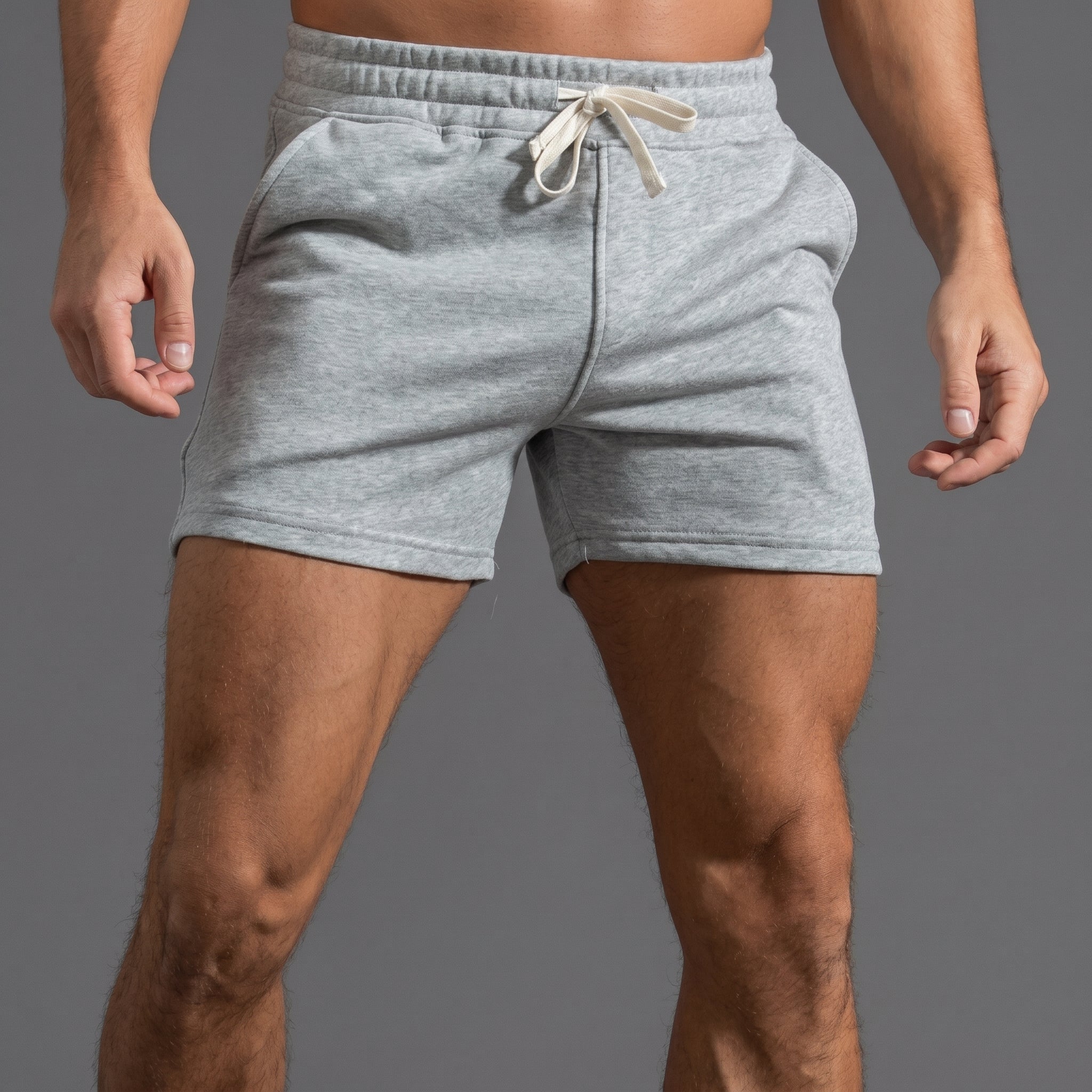 Philipp - Men's Summer Slim Fit Drawstring Sweat Shorts - Shorts - Grey - Taylor & Bennett