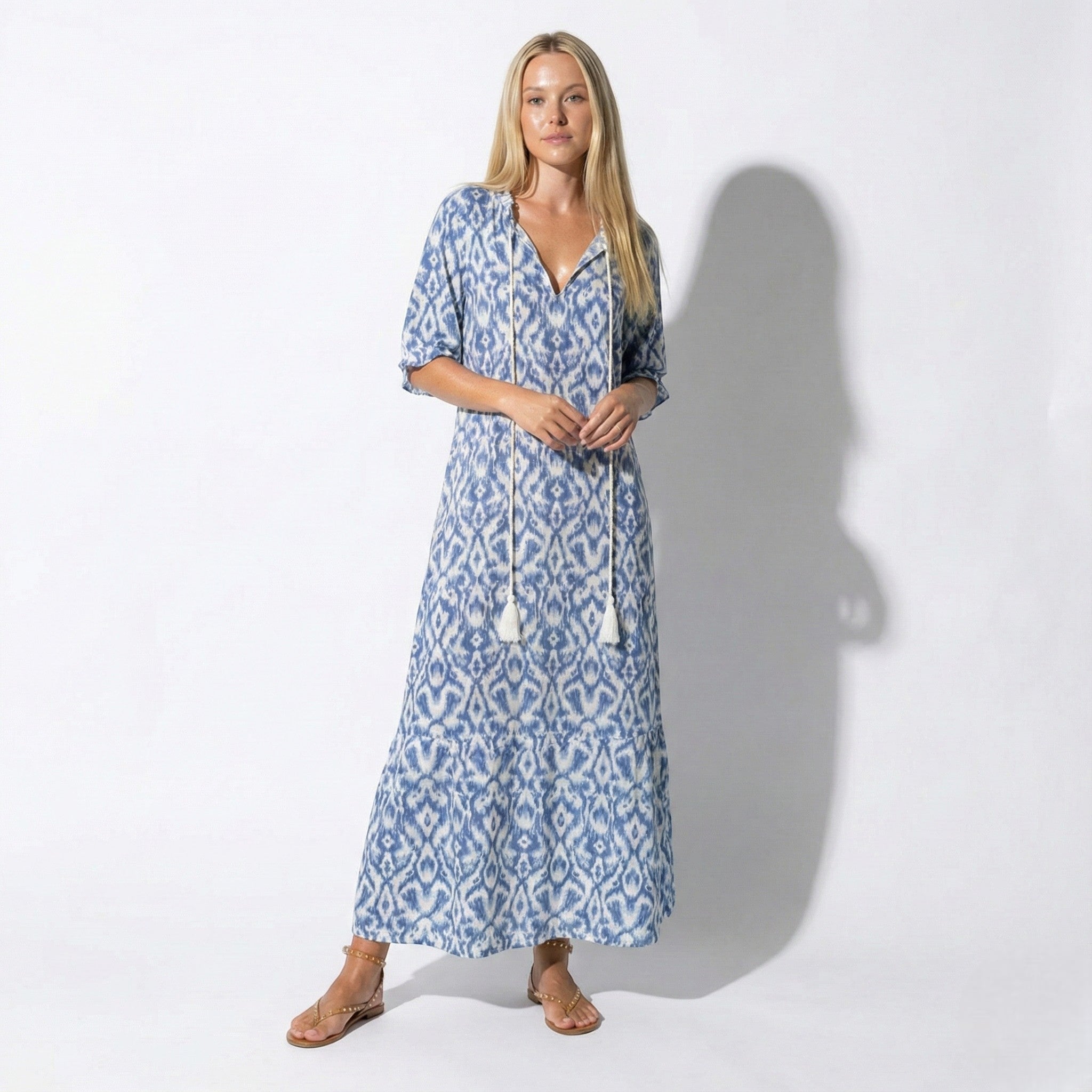 Riley - Women's Floral V - Neck Maxi Dress - Dress - Blue - Taylor & Bennett