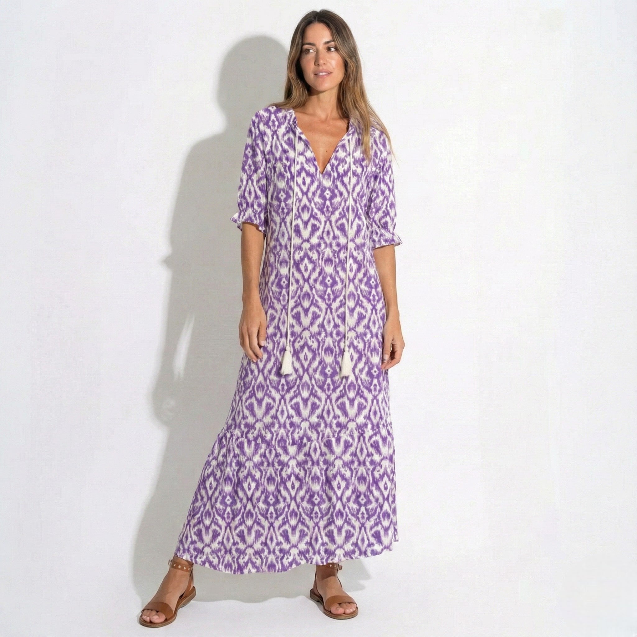Riley - Women's Floral V - Neck Maxi Dress - Dress - Purple - Taylor & Bennett