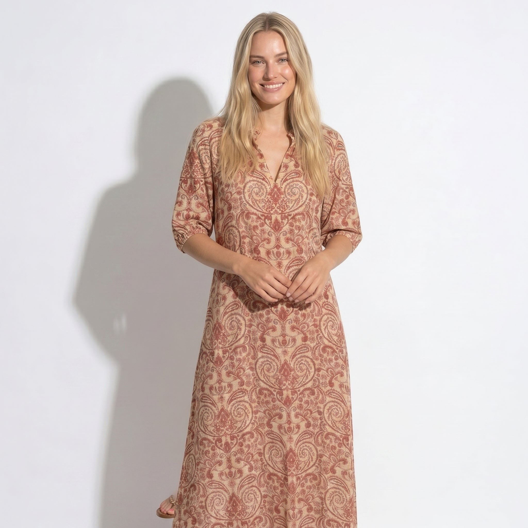 Riley - Women's Summer V - Neck Maxi Dress - Dress - Red - Taylor & Bennett