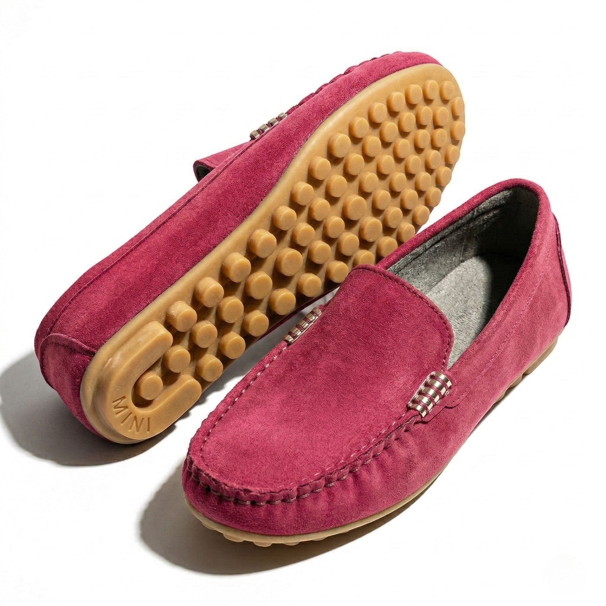Roselyn - Women's Round Toe Slip - On Loafers - Loafers - Rose Red - Taylor & Bennett