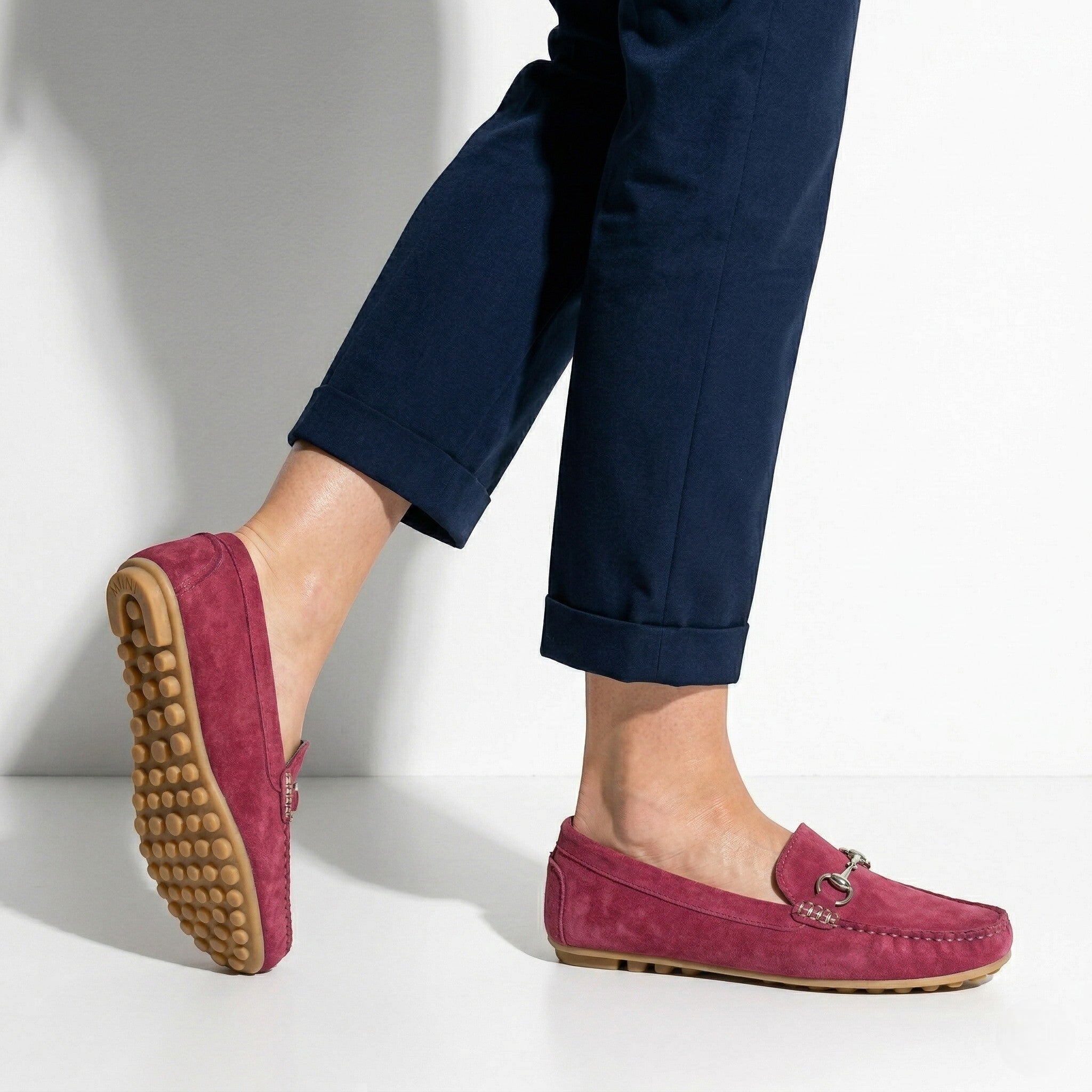 Roselyn - Women's Round Toe Slip - On Loafers - Loafers - Rose Red - Taylor & Bennett