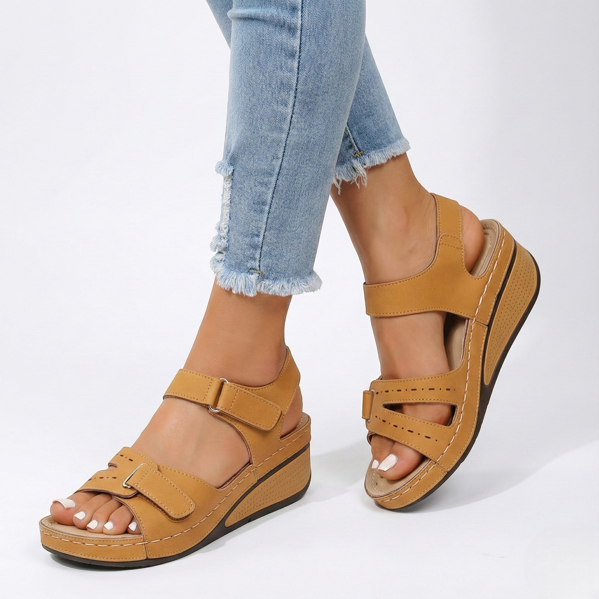 Rosie - Women's Lightweight Orthopaedic Summer Sandals - Footwear - Yellow Brown - Taylor & Bennett