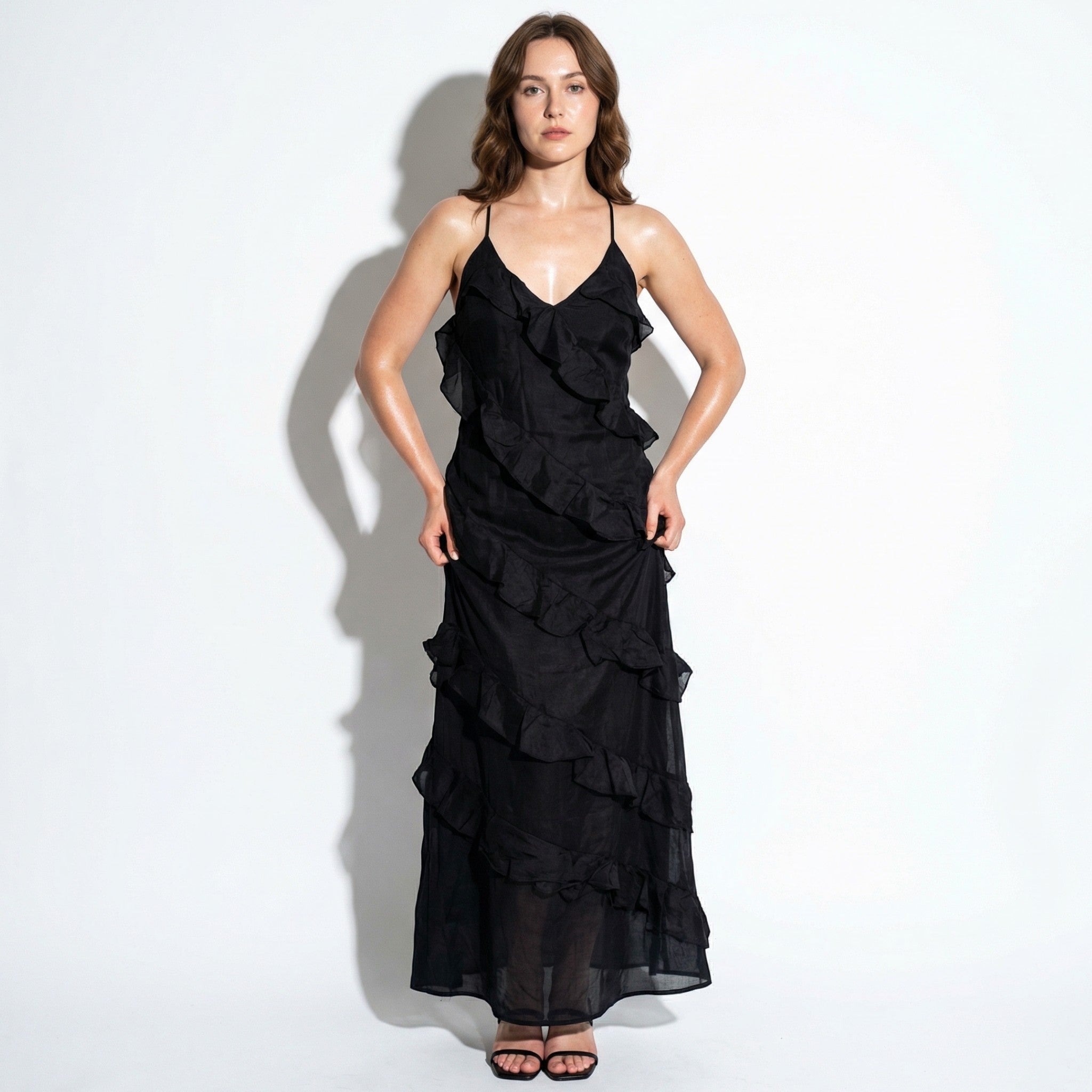 Rosie - Women's Tiered Summer Maxi Dress - Dress - Black - Taylor & Bennett