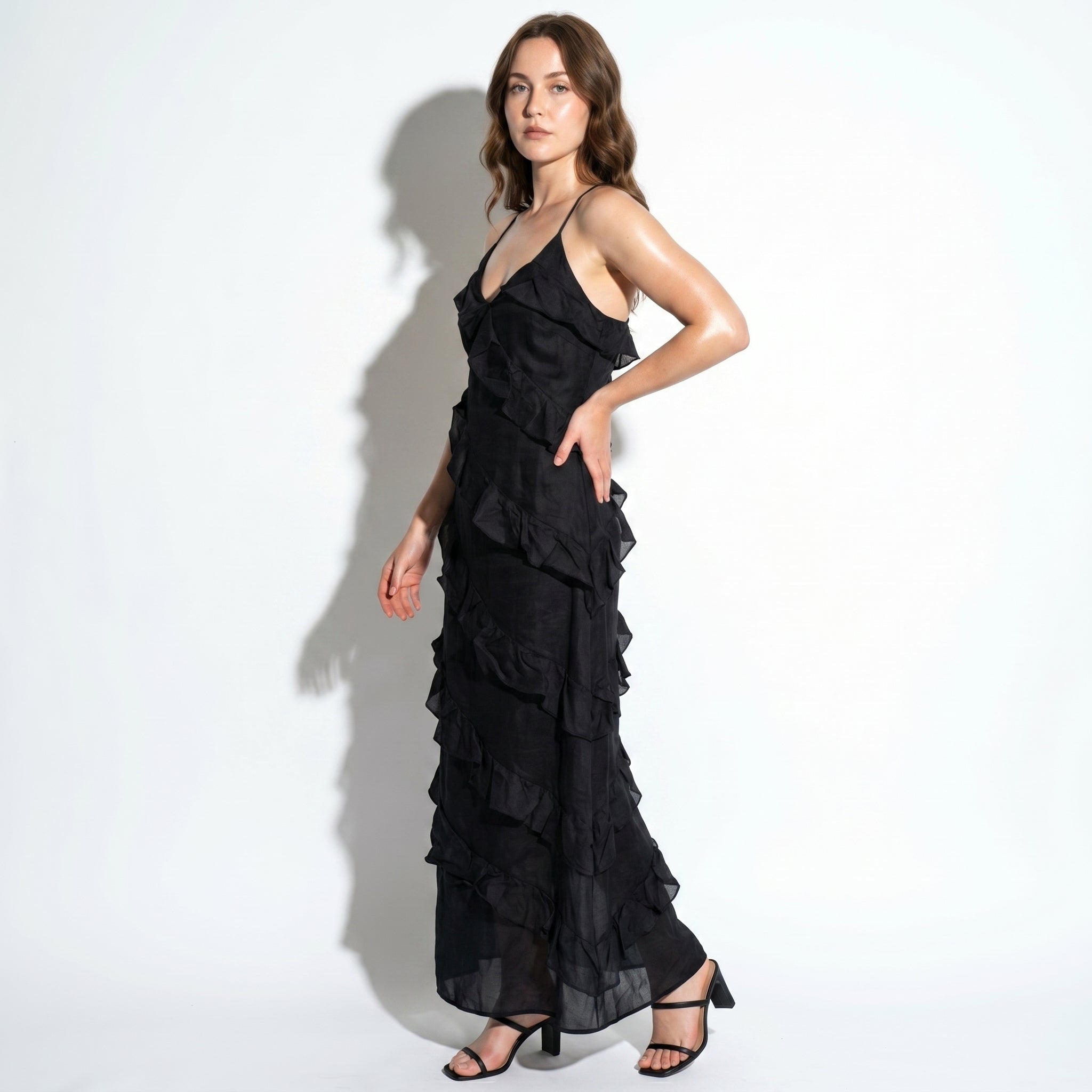 Rosie - Women's Tiered Summer Maxi Dress - Dress - Black - Taylor & Bennett