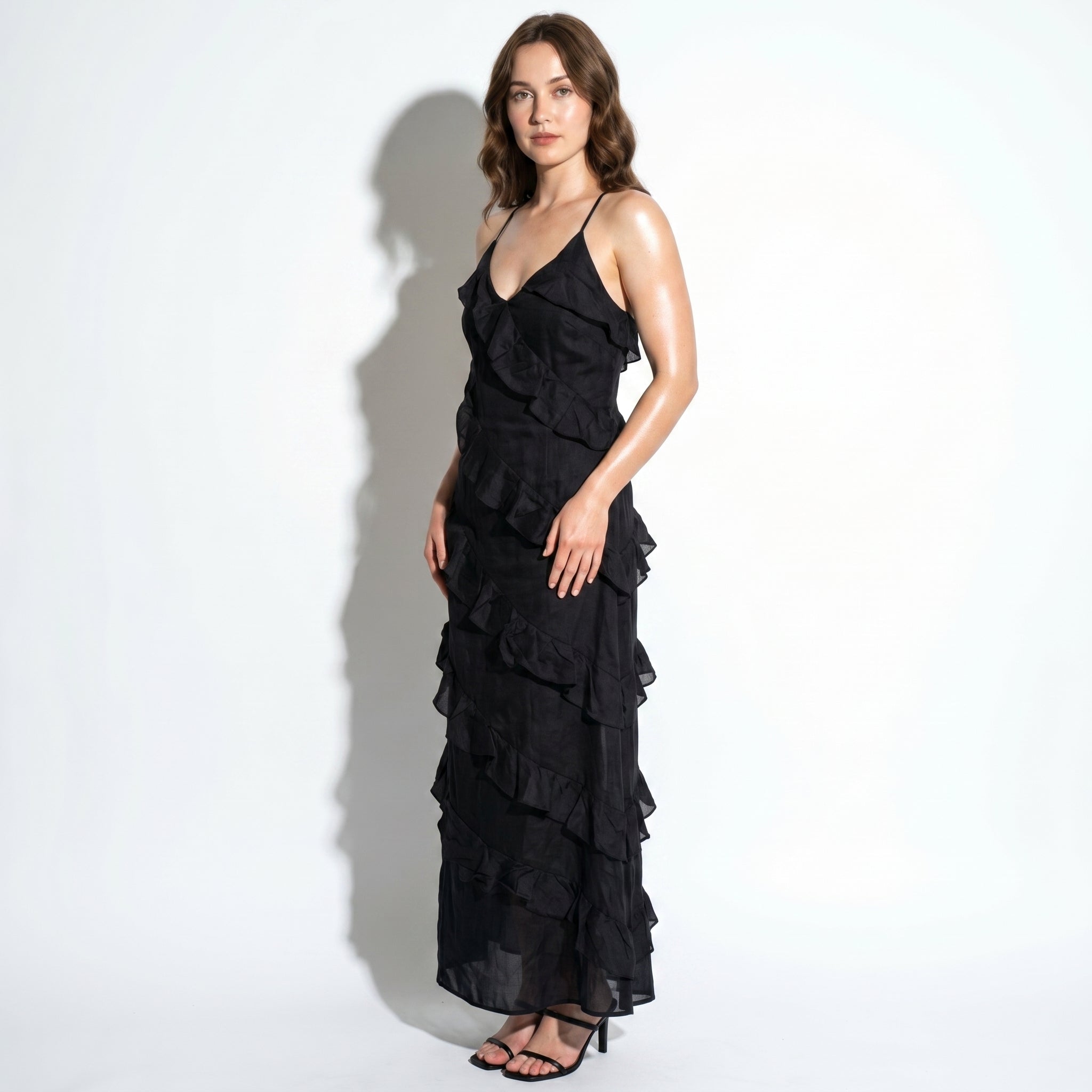 Rosie - Women's Tiered Summer Maxi Dress - Dress - Black - Taylor & Bennett