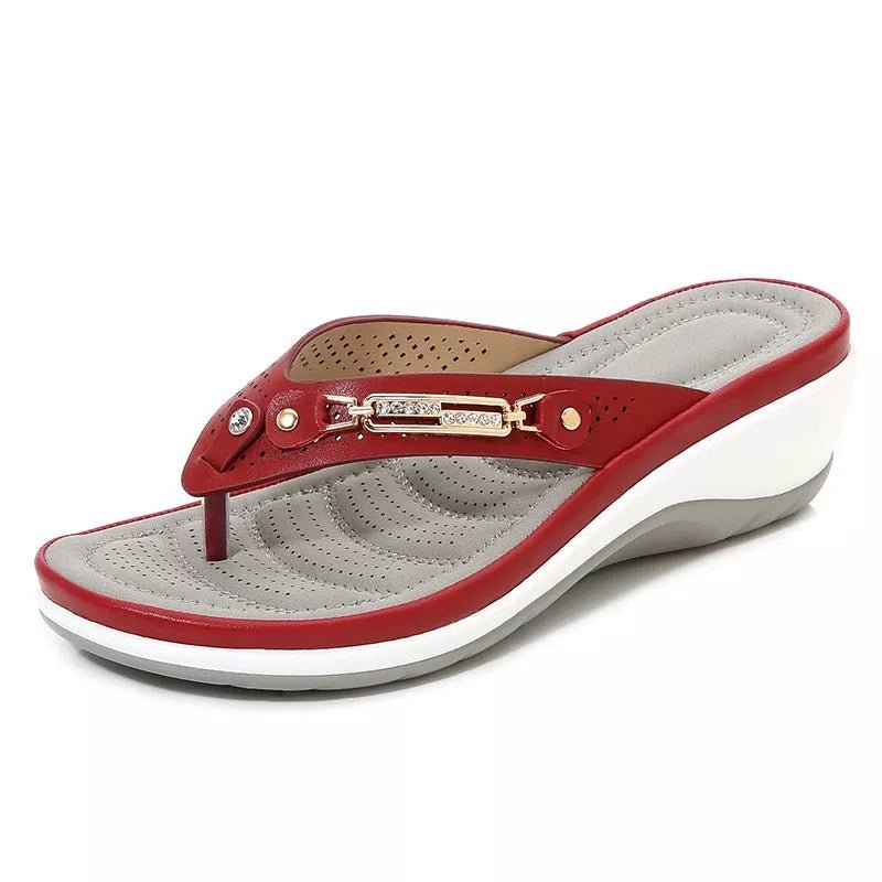 Rosie - Women's Wedge Flip - Flop Sandals - Sandals - Red - Taylor & Bennett