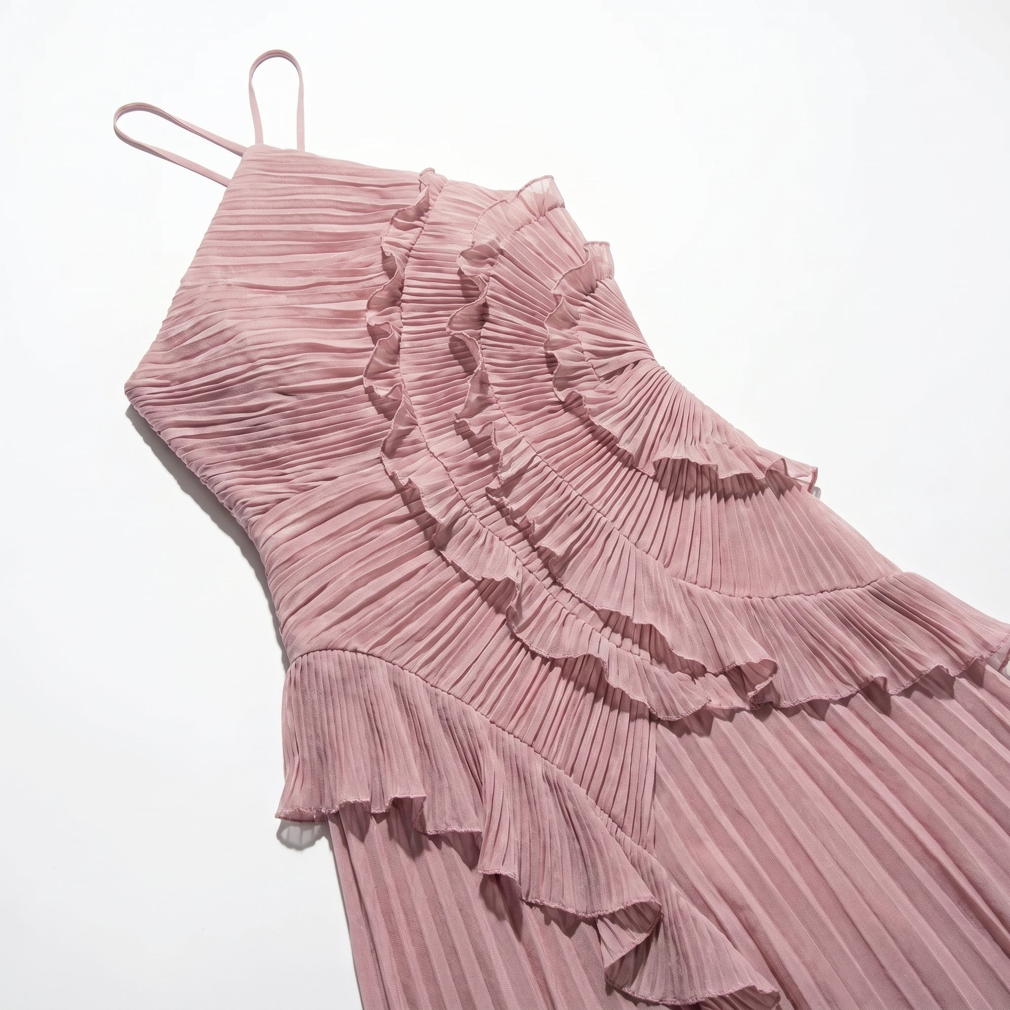 Ruby - Women's Halter Neck Ruffle Pleated Maxi Dress - Dresses - Pink - Taylor & Bennett