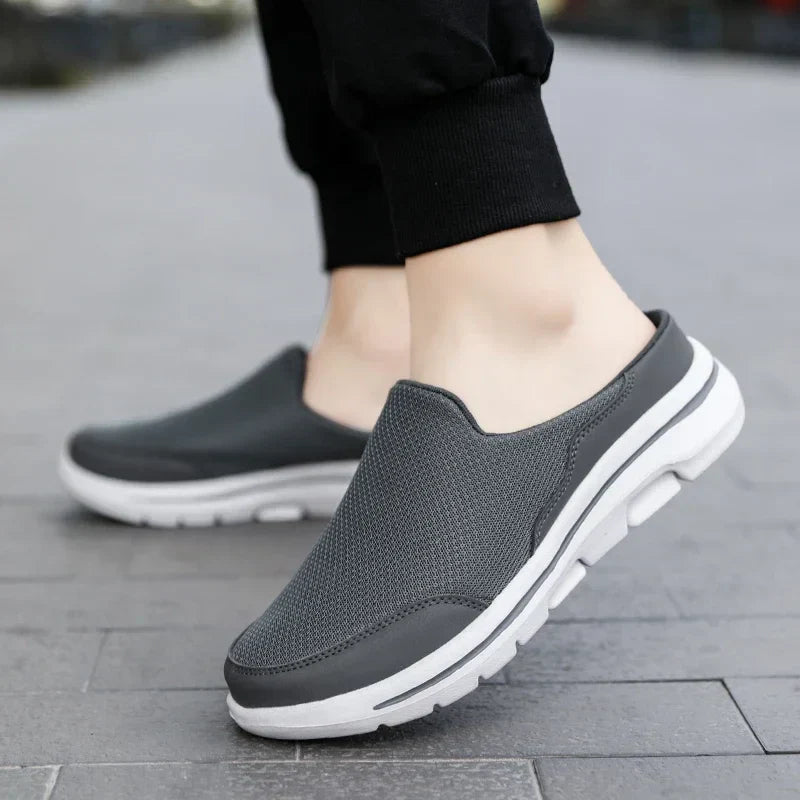 Ryan - Men's Orthopaedic Knit Mules - Shoes - Grey - Taylor & Bennett