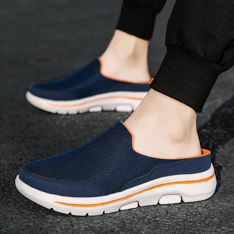 Ryan - Men's Orthopaedic Knit Mules - Shoes - Blue - Taylor & Bennett