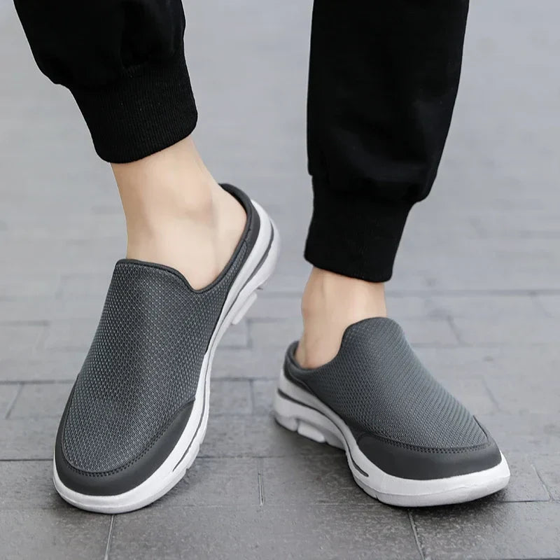 Ryan - Men's Orthopaedic Knit Mules - Shoes - Grey - Taylor & Bennett