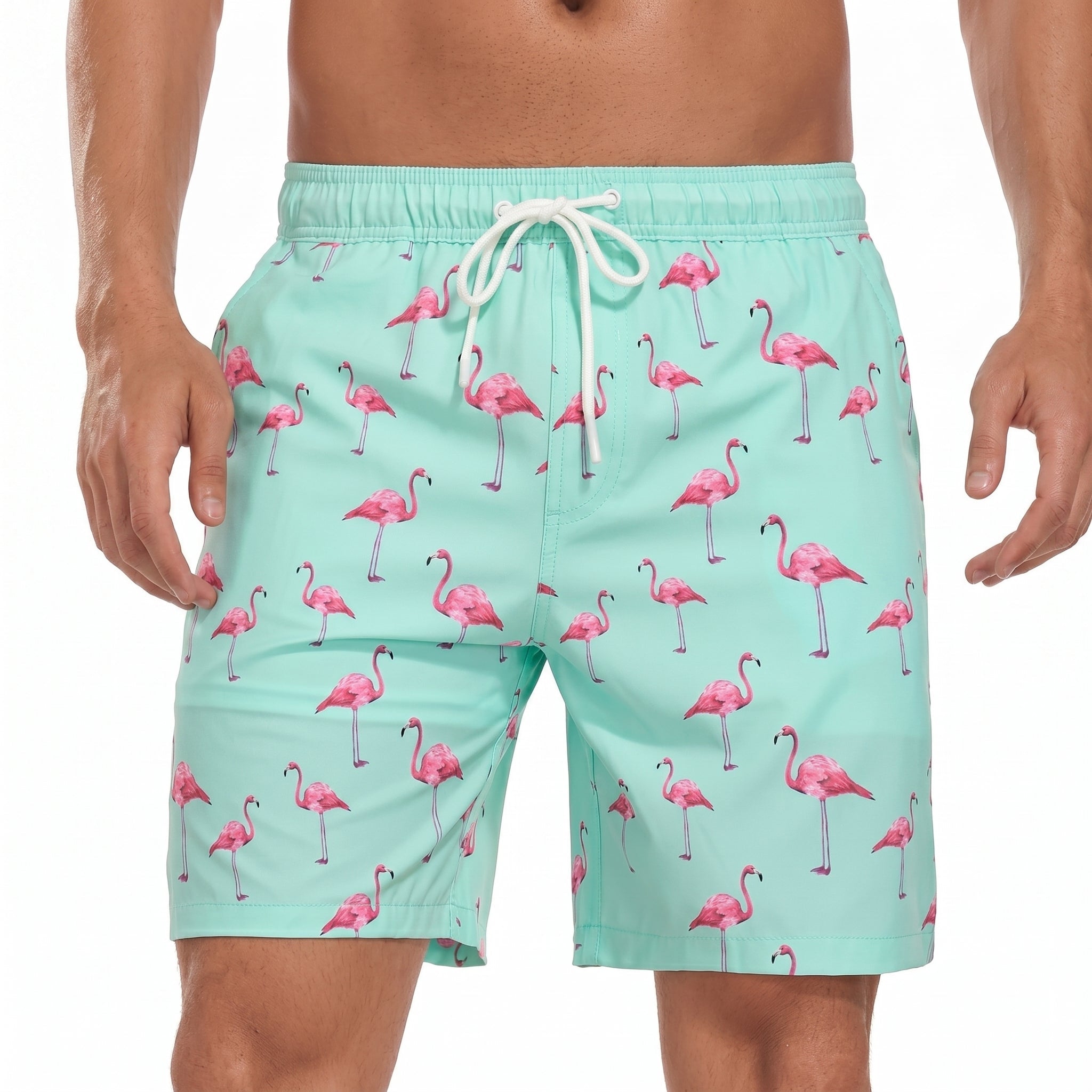 Ryan - Men's Printed Drawstring Swimming Shorts - Shorts Men - Mint Green - Taylor & Bennett
