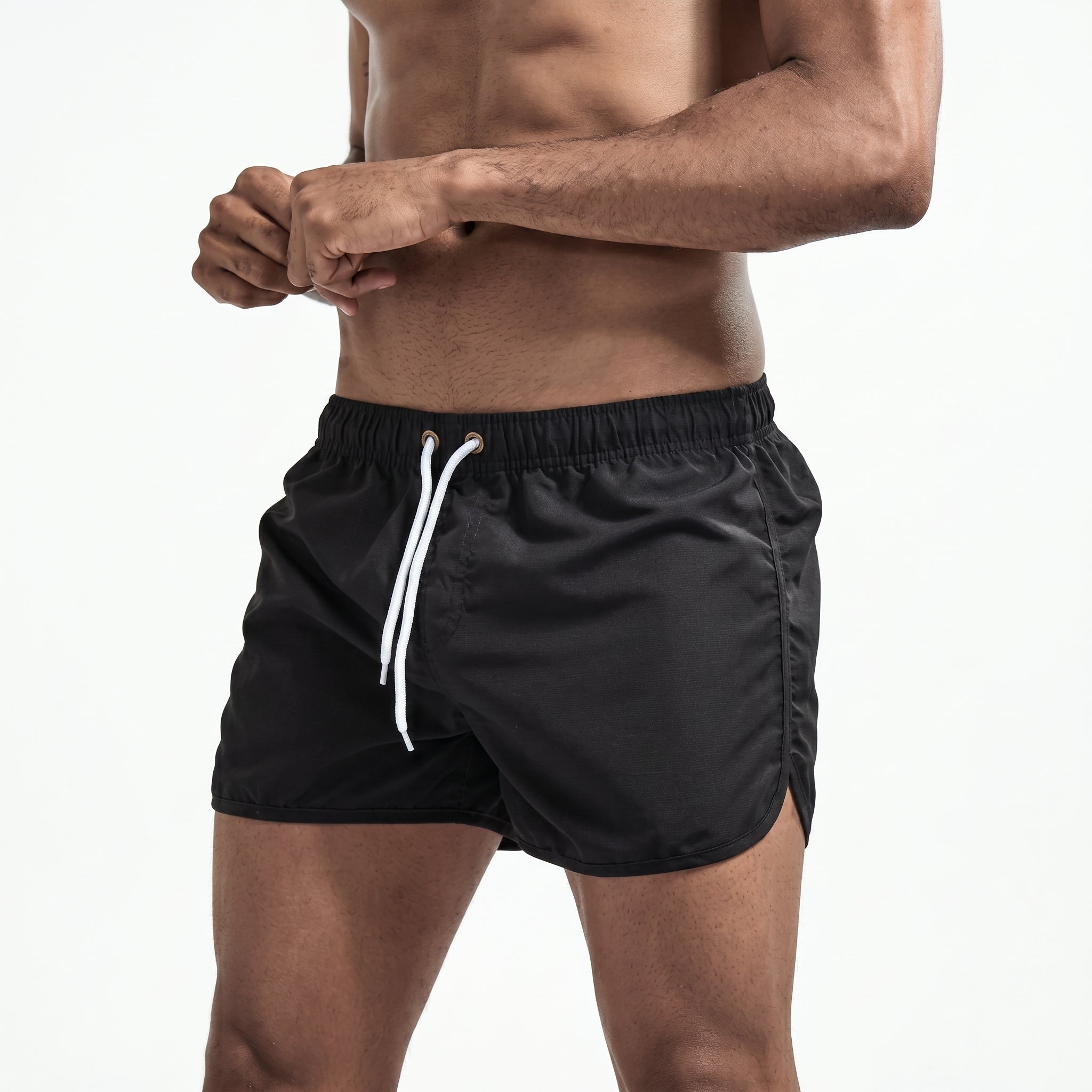 Samuel - Men's Summer Drawstring Swim Shorts - Black - Taylor & Bennett