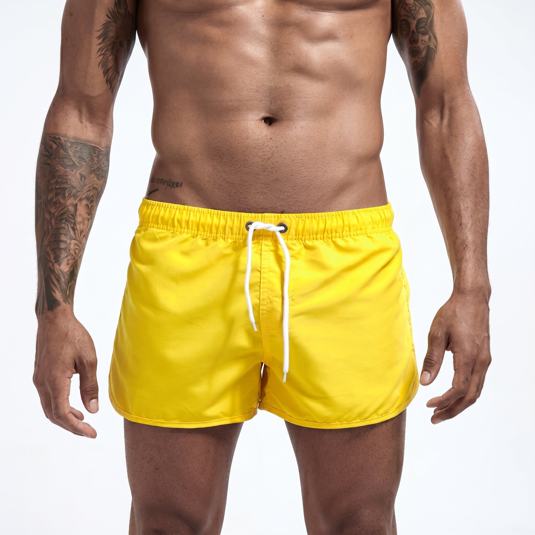 Samuel - Men's Summer Drawstring Swim Shorts - Yellow - Taylor & Bennett